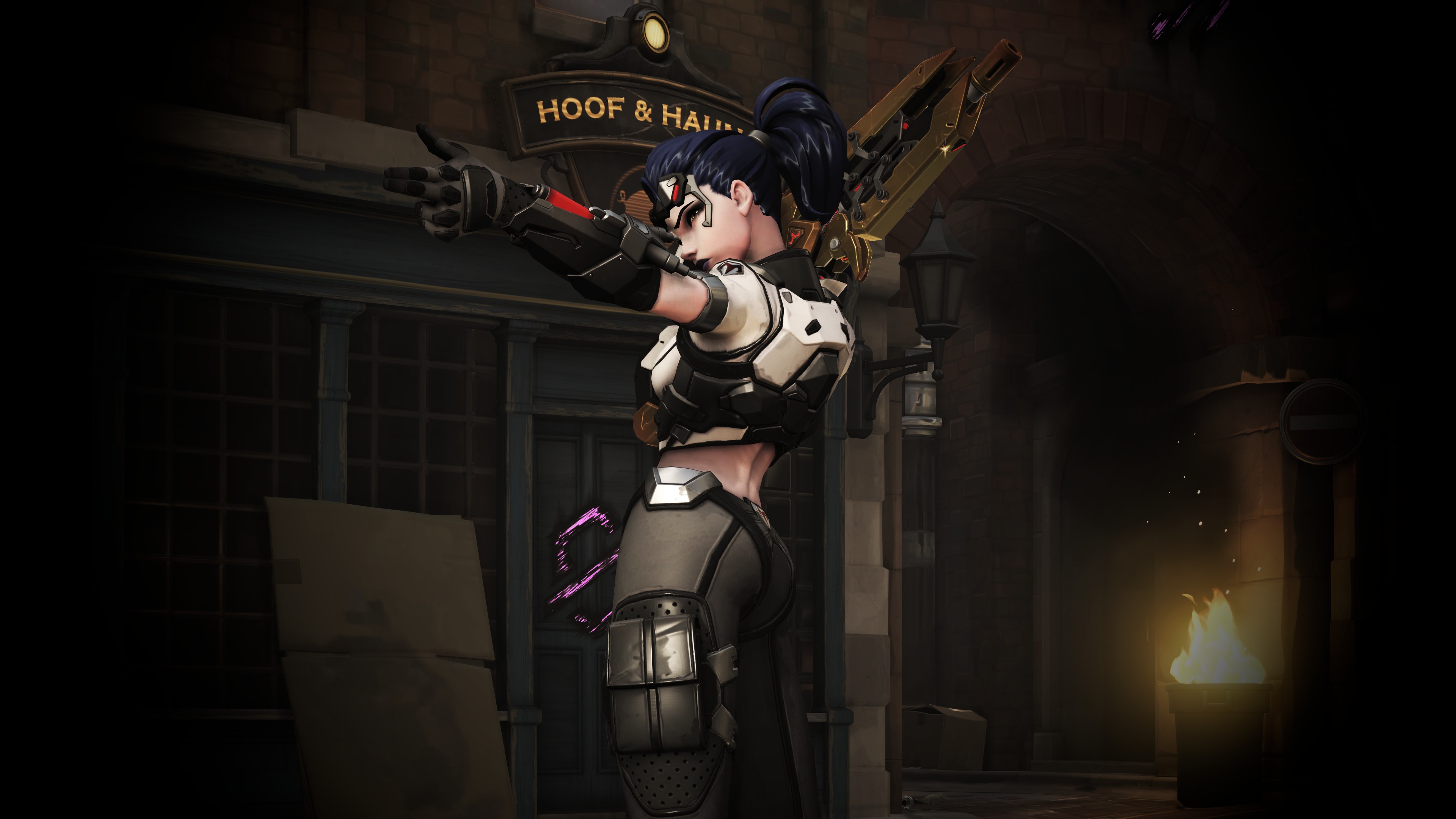 Widowmaker from Overwatch aiming a weapon HD Wallpaper