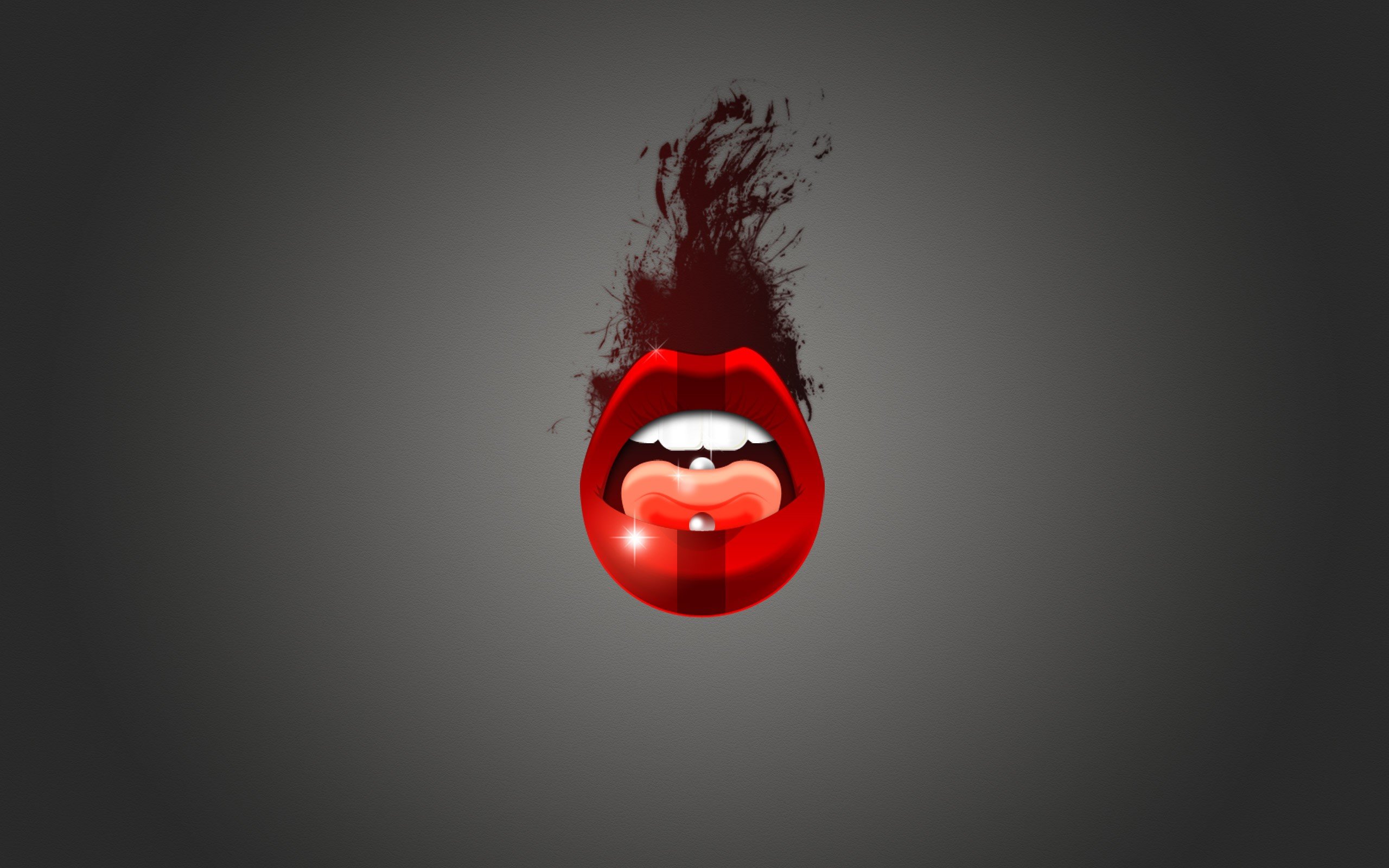 Red lips with blood splatter HD Wallpaper