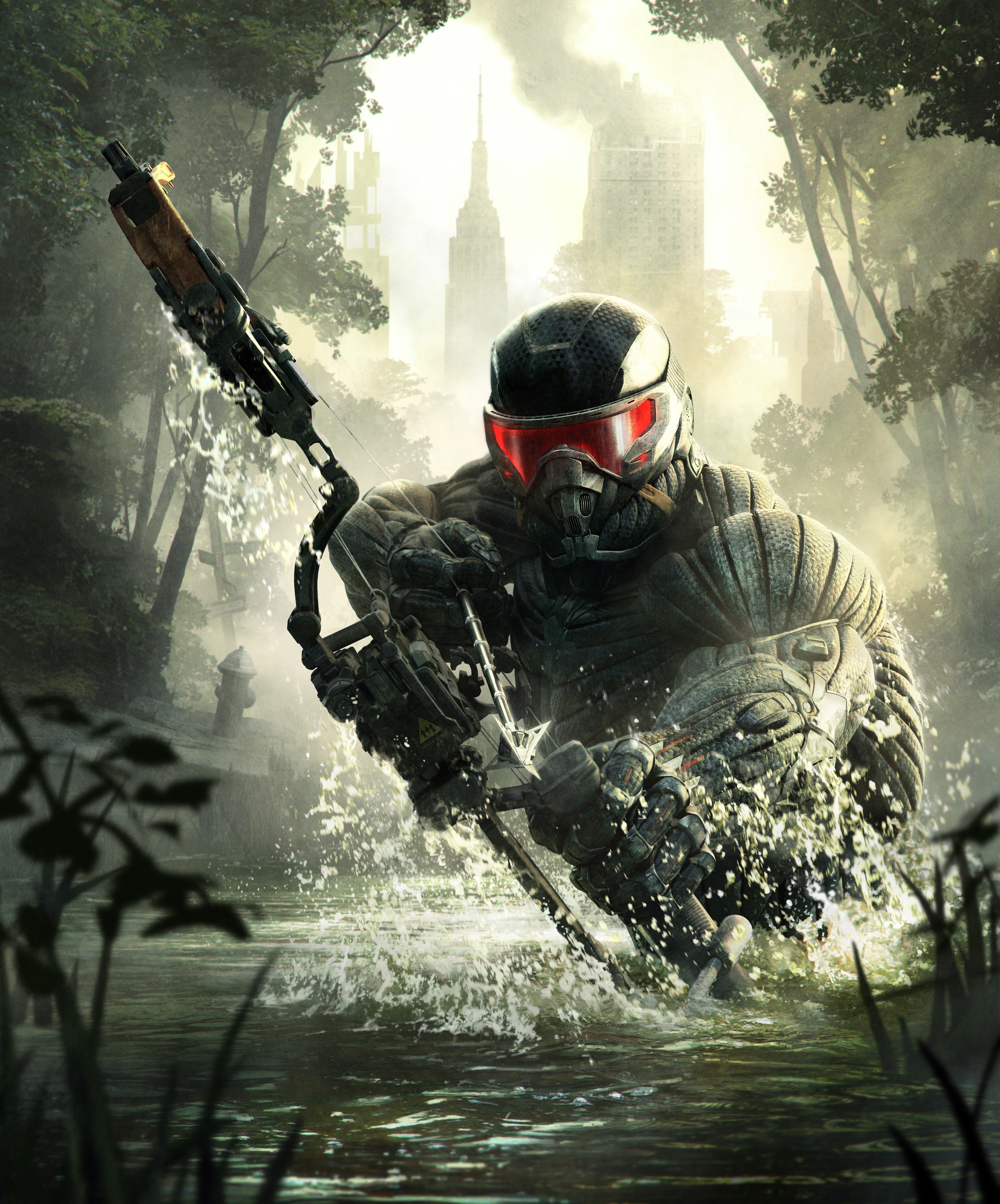 Soldier with rifle in water from Crysis 3 HD Wallpaper