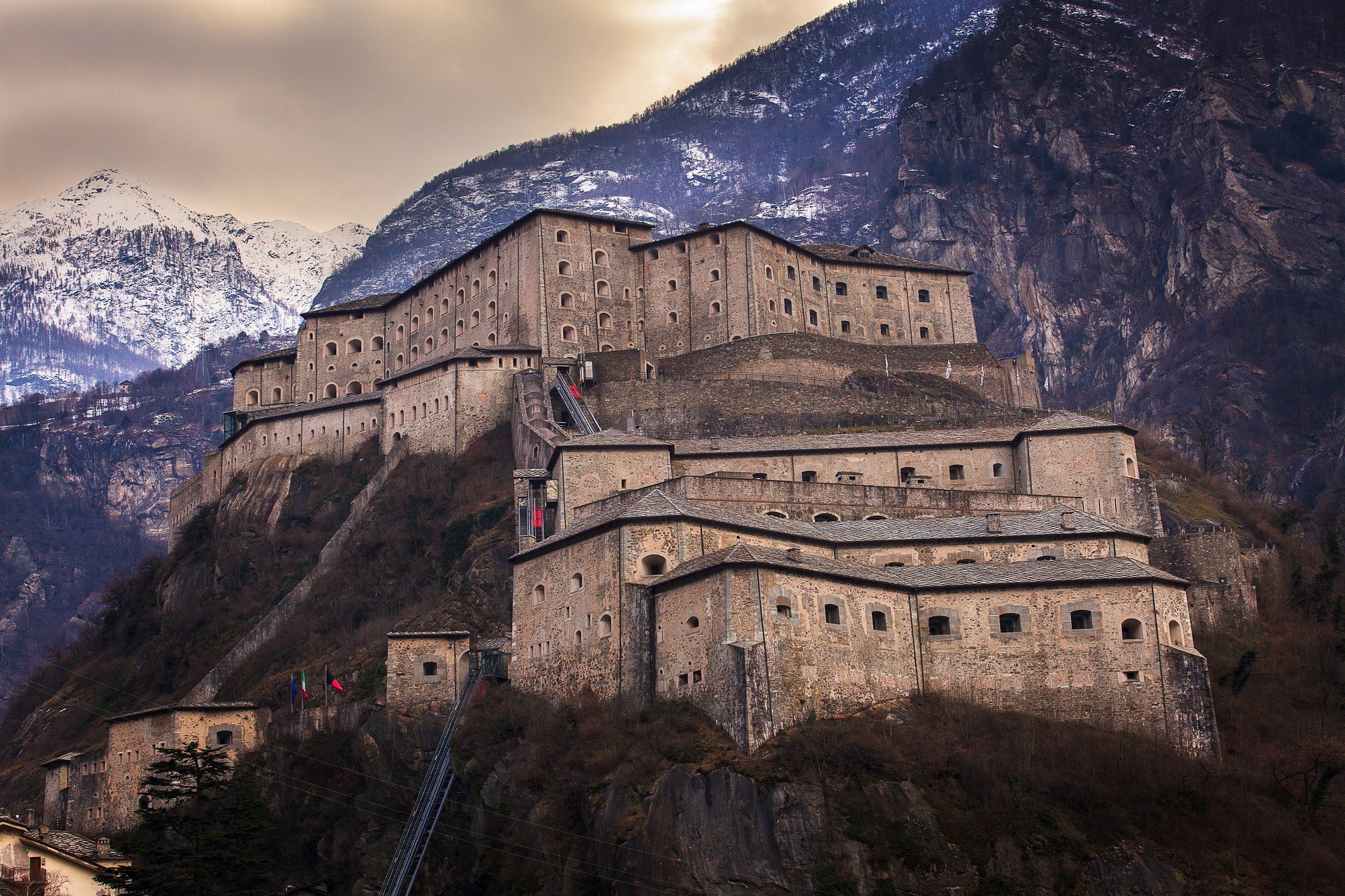 Fort Bard in Aosta Valley, Italy HD Wallpaper