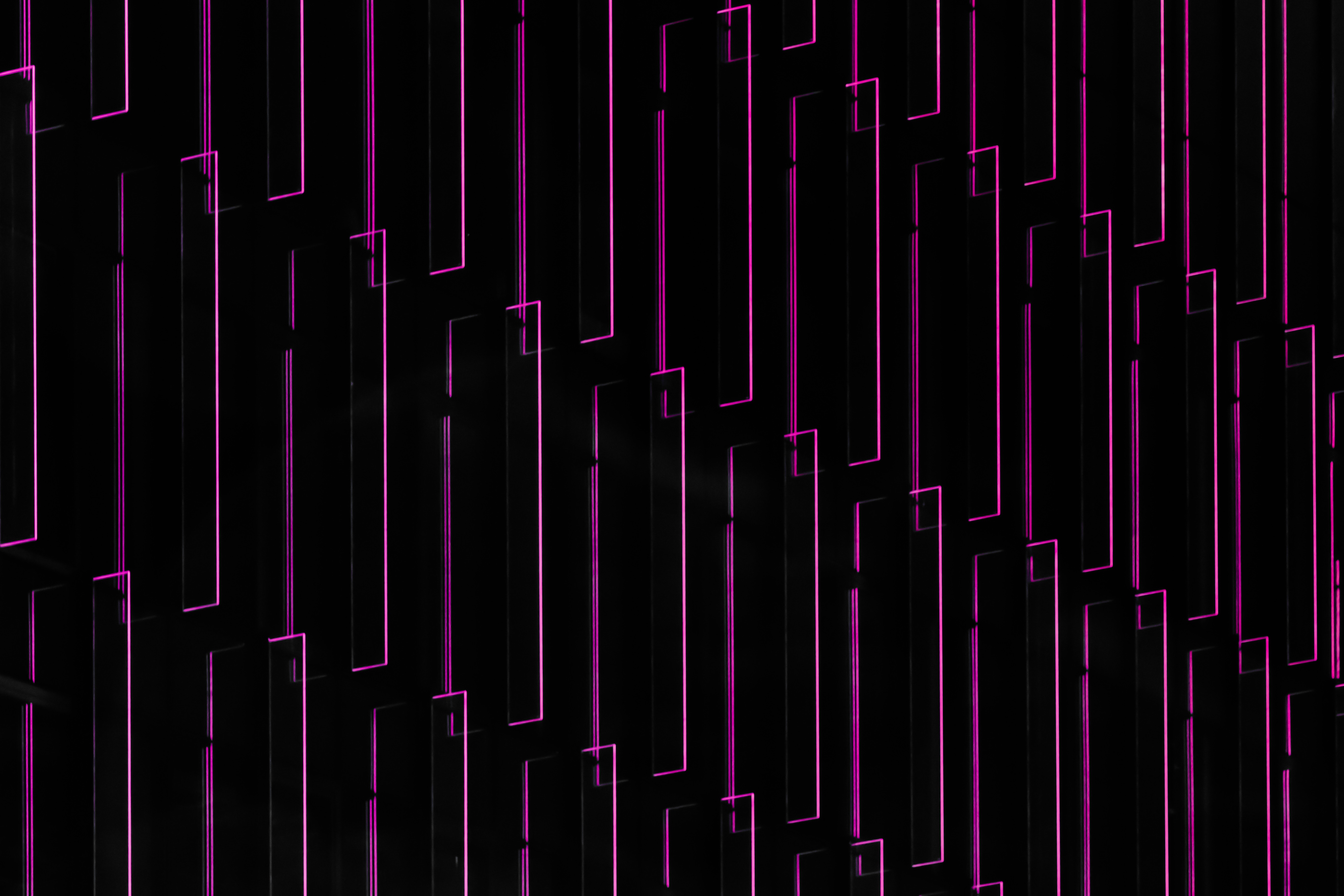Abstract pattern of pink neon lines on black background HD Wallpaper