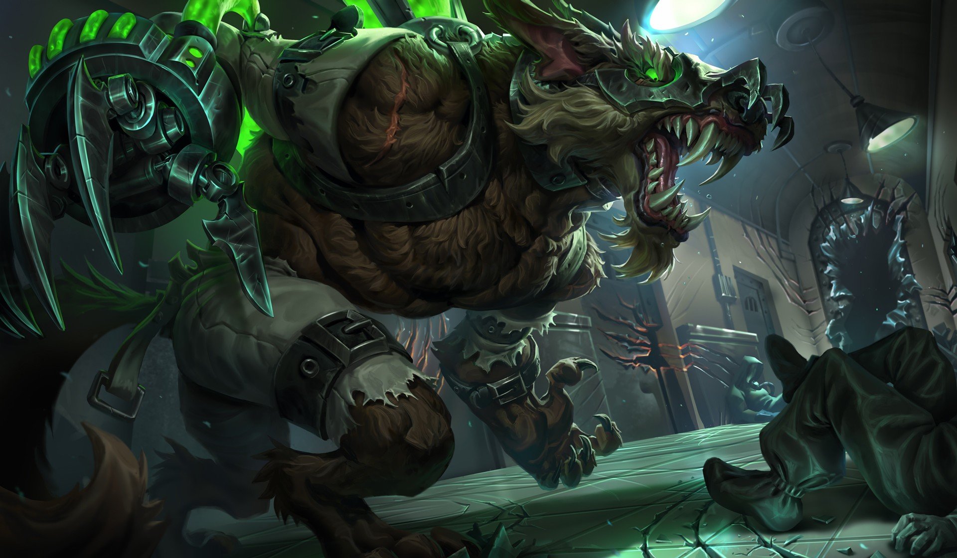 Warwick from League of Legends in a laboratory HD Wallpaper