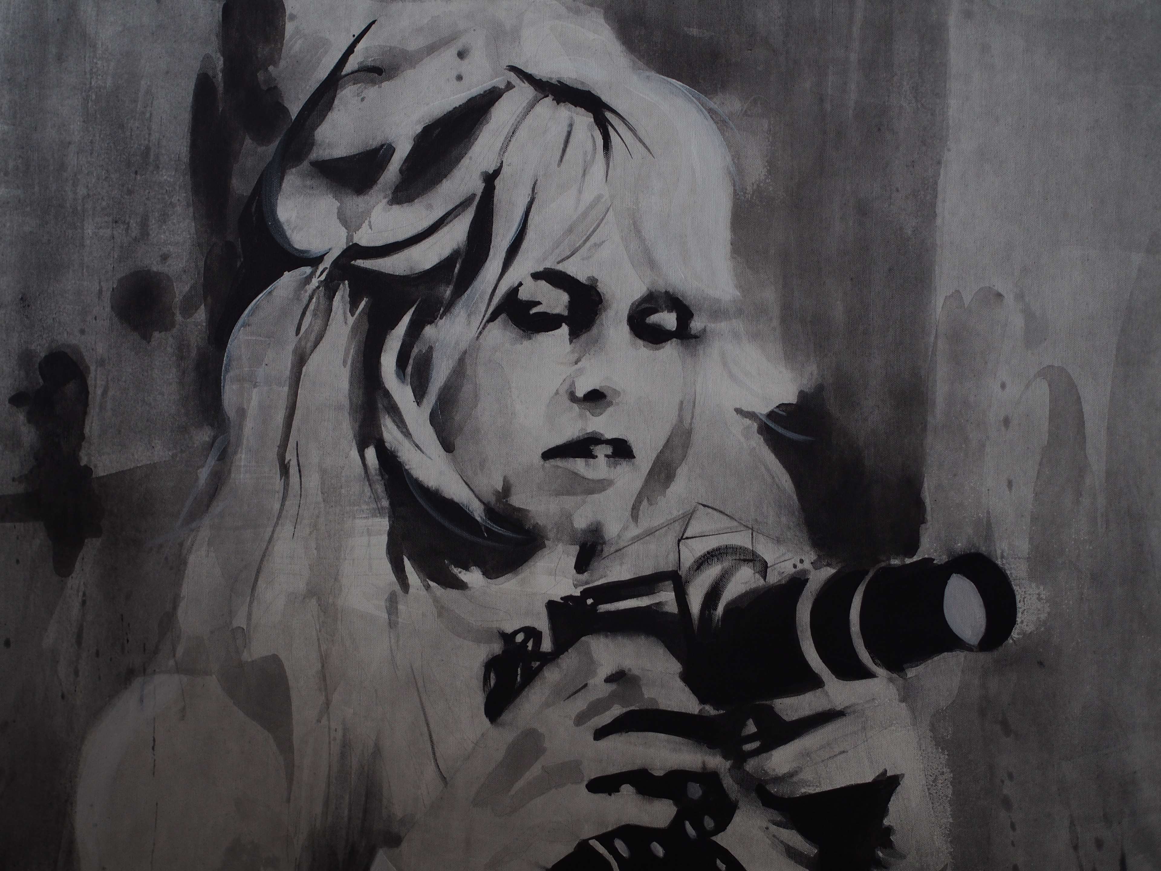 Painting of a woman with a camera HD Wallpaper
