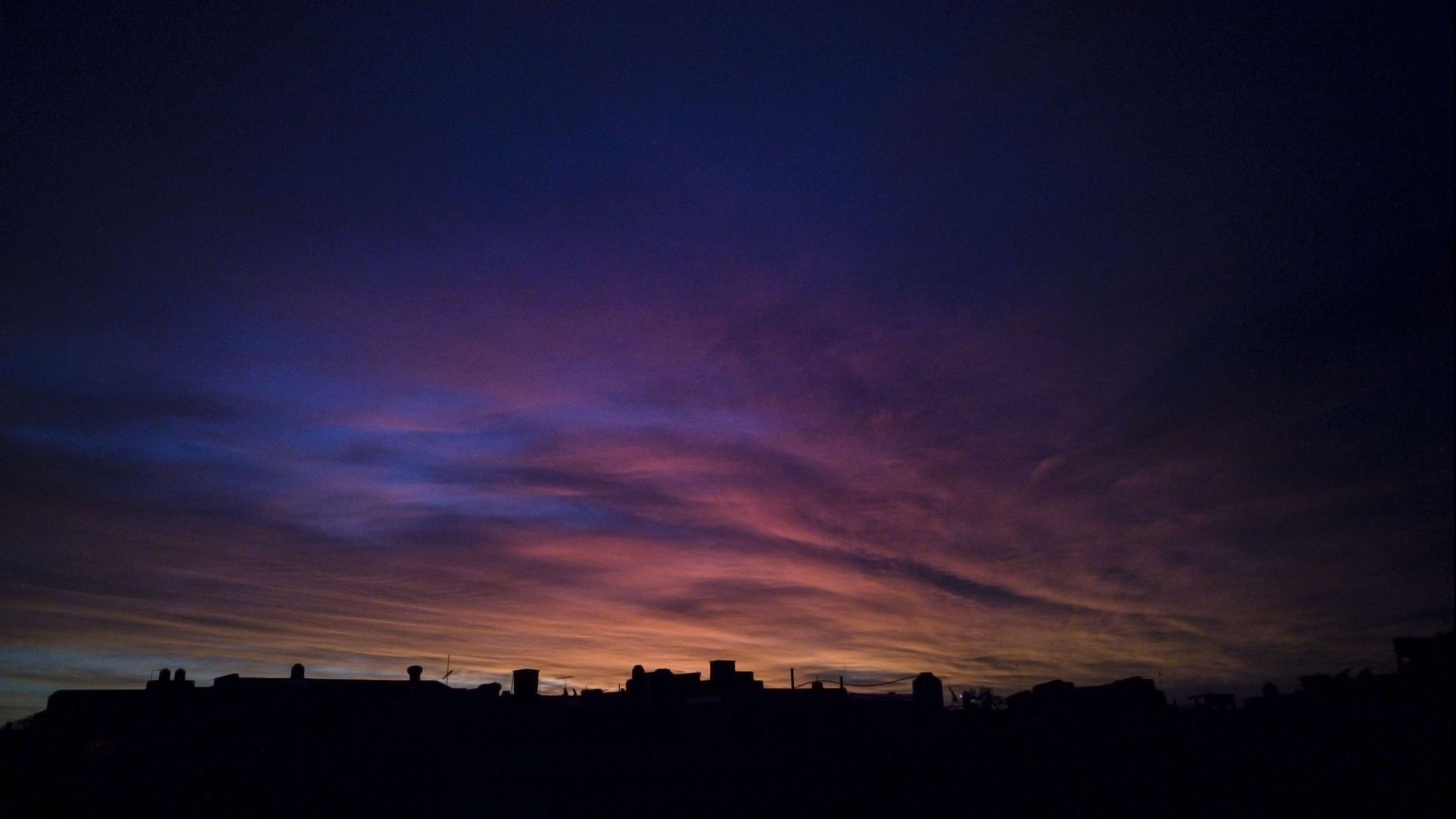Sunset sky over city silhouette 4K HD Wallpaper