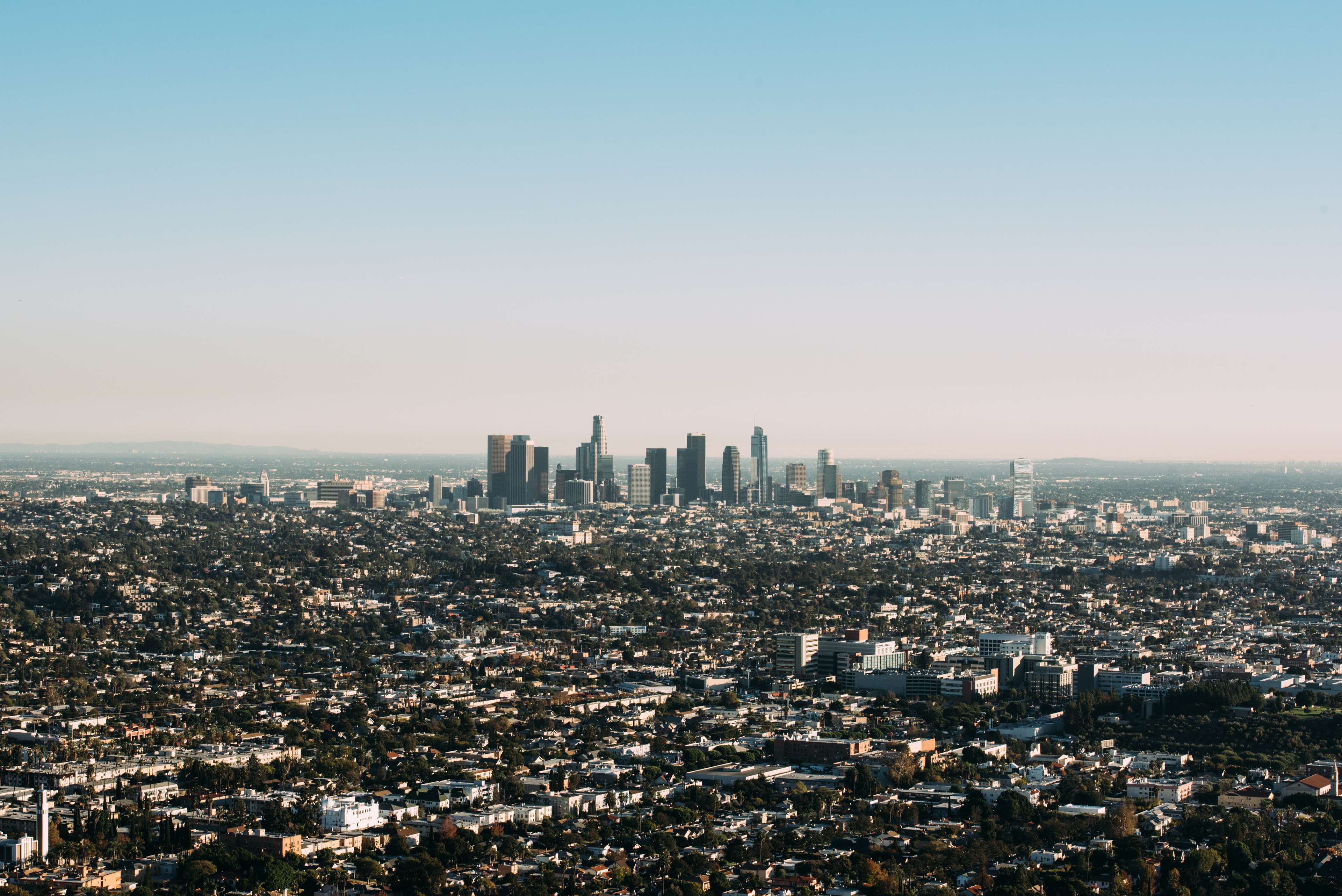 Los Angeles cityscape with downtown skyline HD Wallpaper