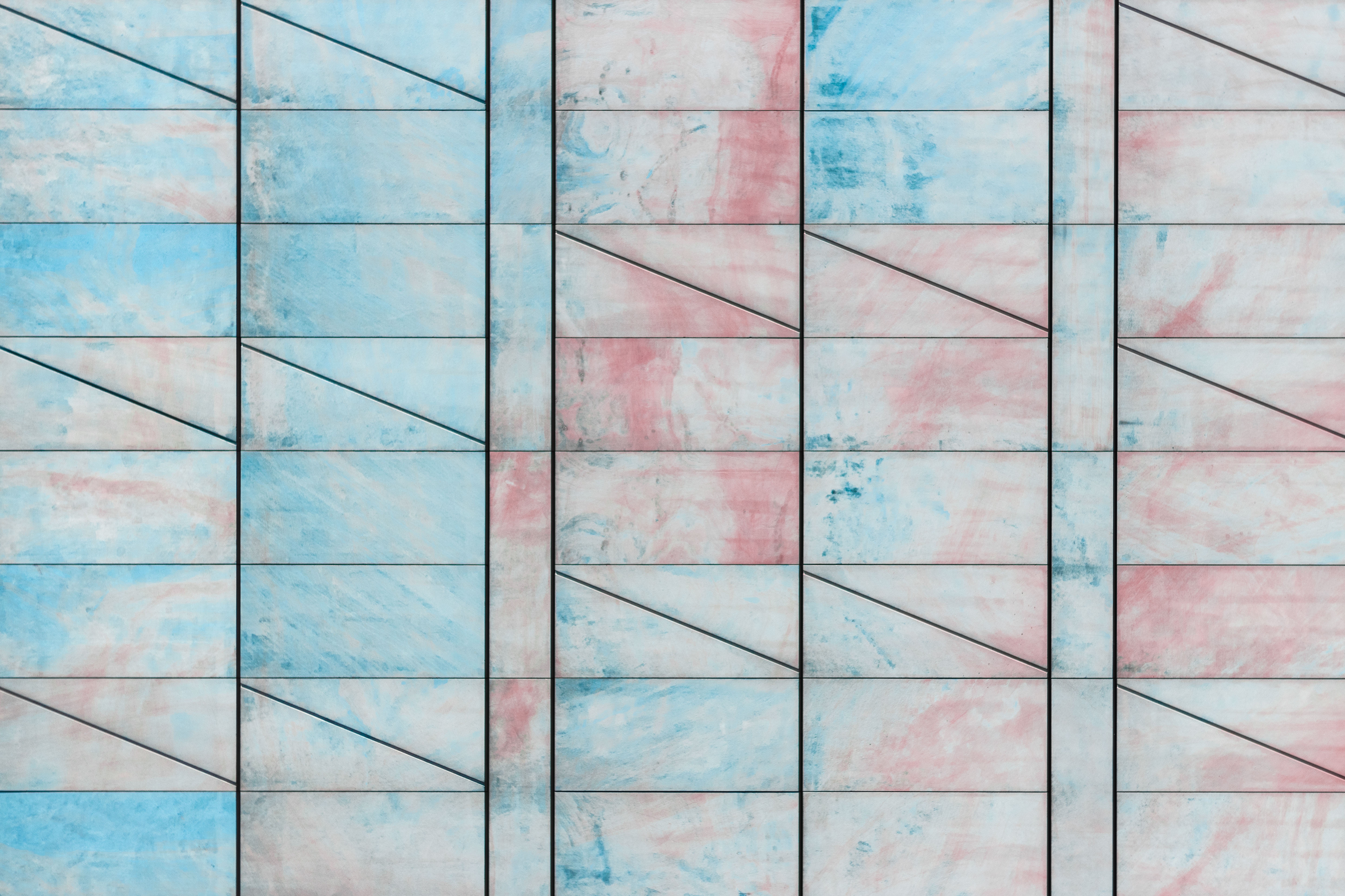 Abstract pattern of marble tiles with blue and pink marbling HD Wallpaper