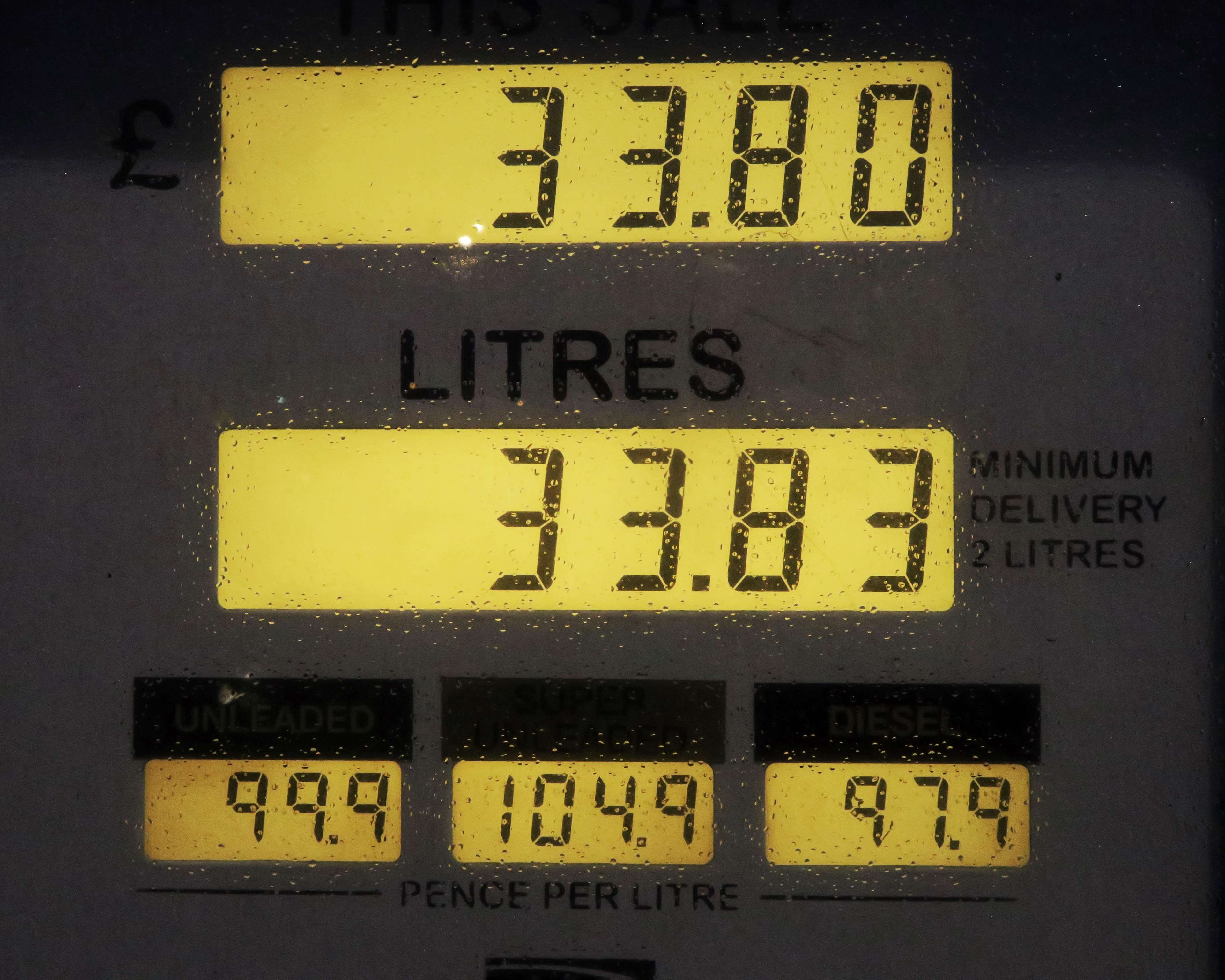 Fuel pump display showing cost and litres HD Wallpaper
