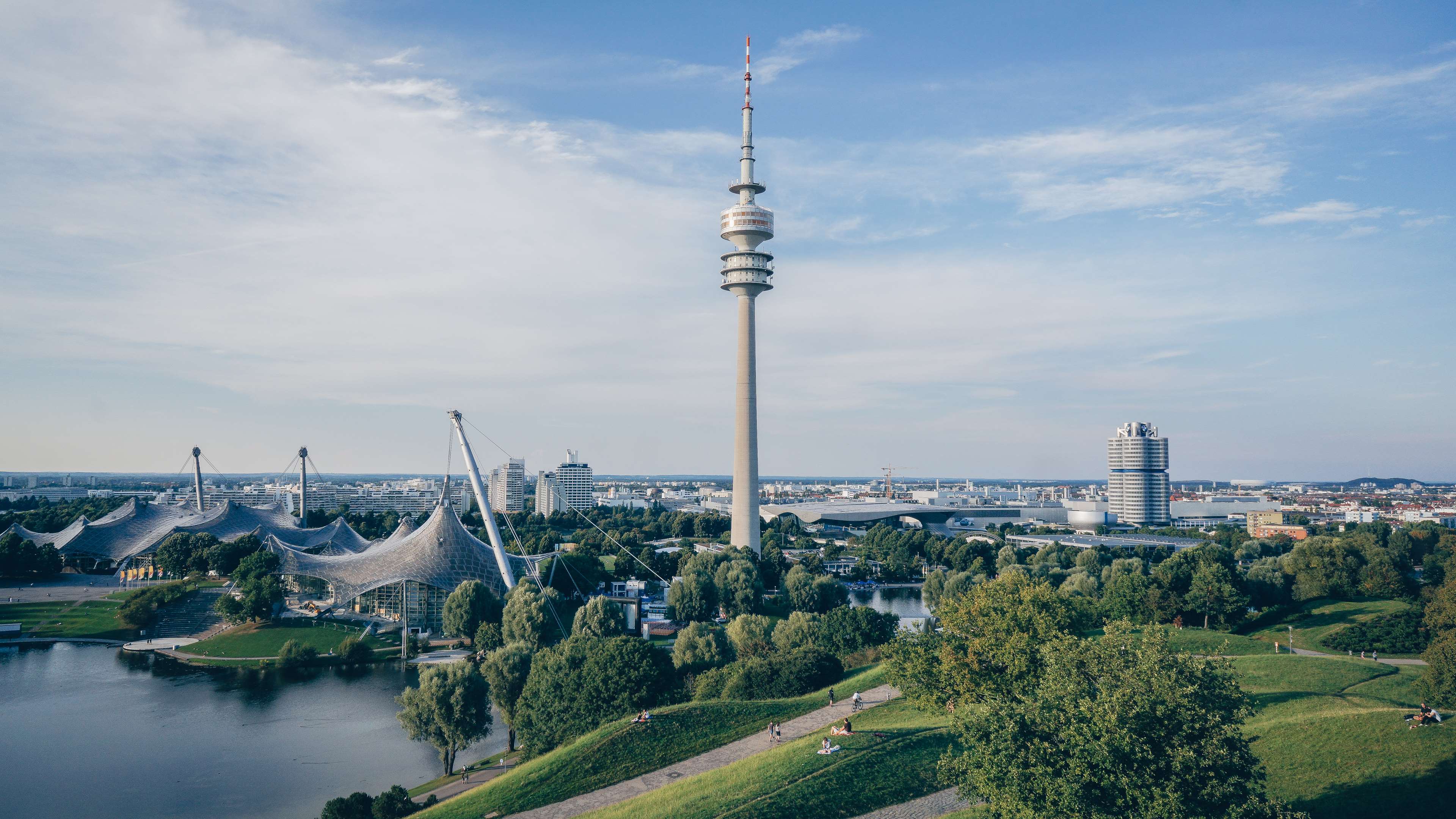 Munich Olympic Park with TV Tower and BMW Building HD Wallpaper