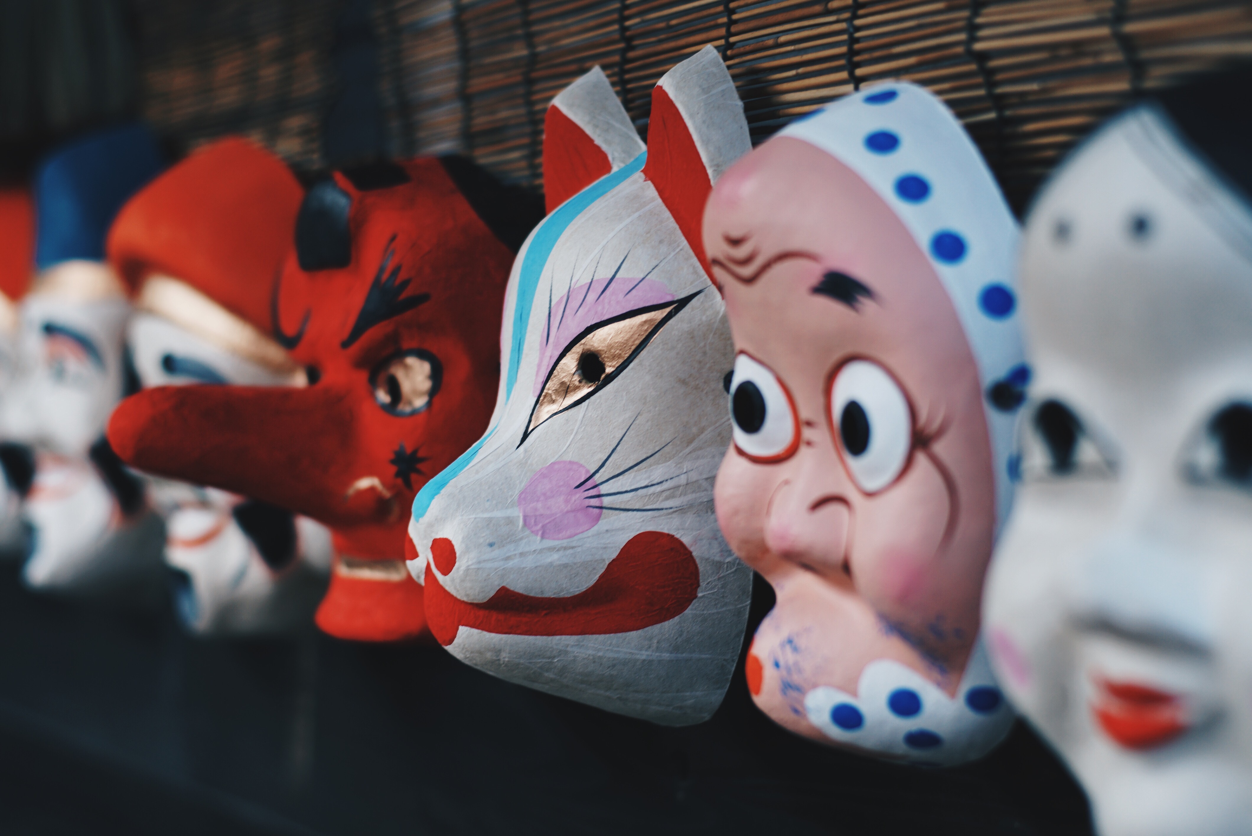 Traditional Japanese Masks at Nikko Edo Wonderland HD Wallpaper