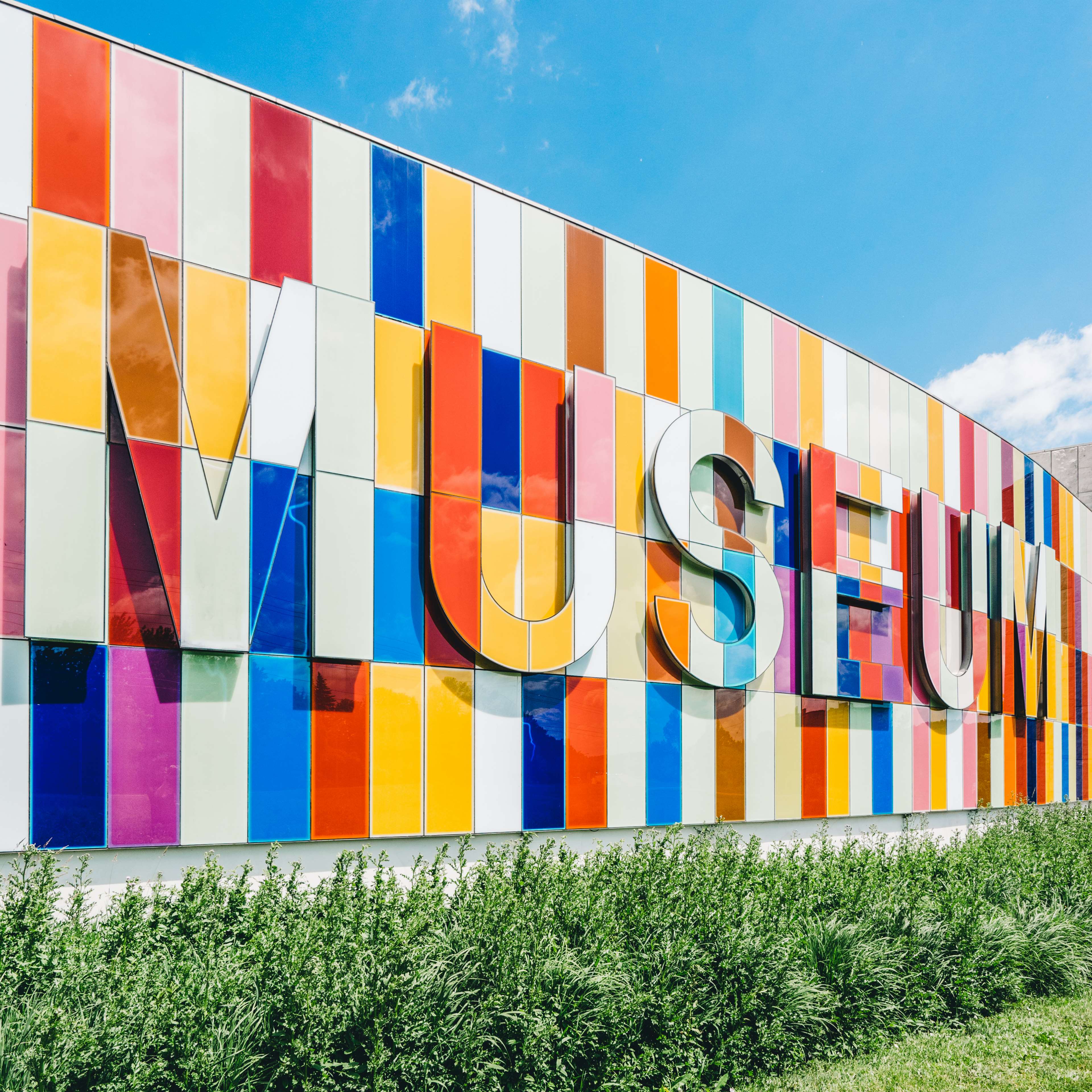 Colorful Museum Building Facade with Stripes HD Wallpaper