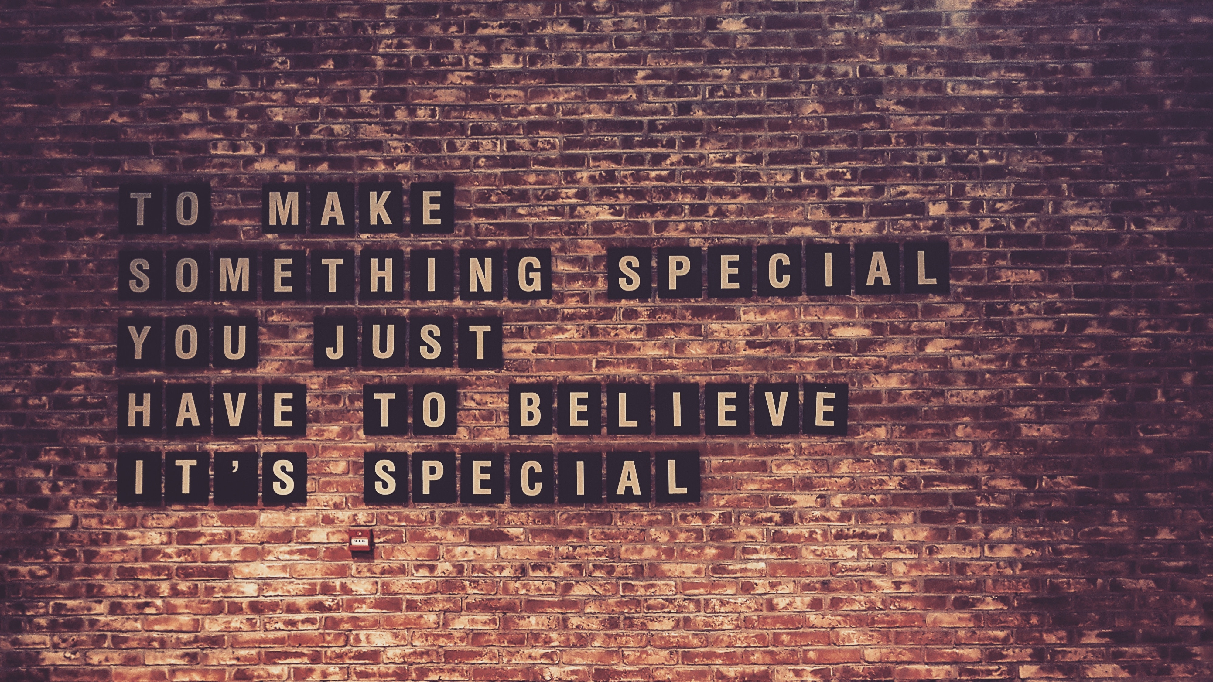 Quote on a brick wall: To make something special HD Wallpaper