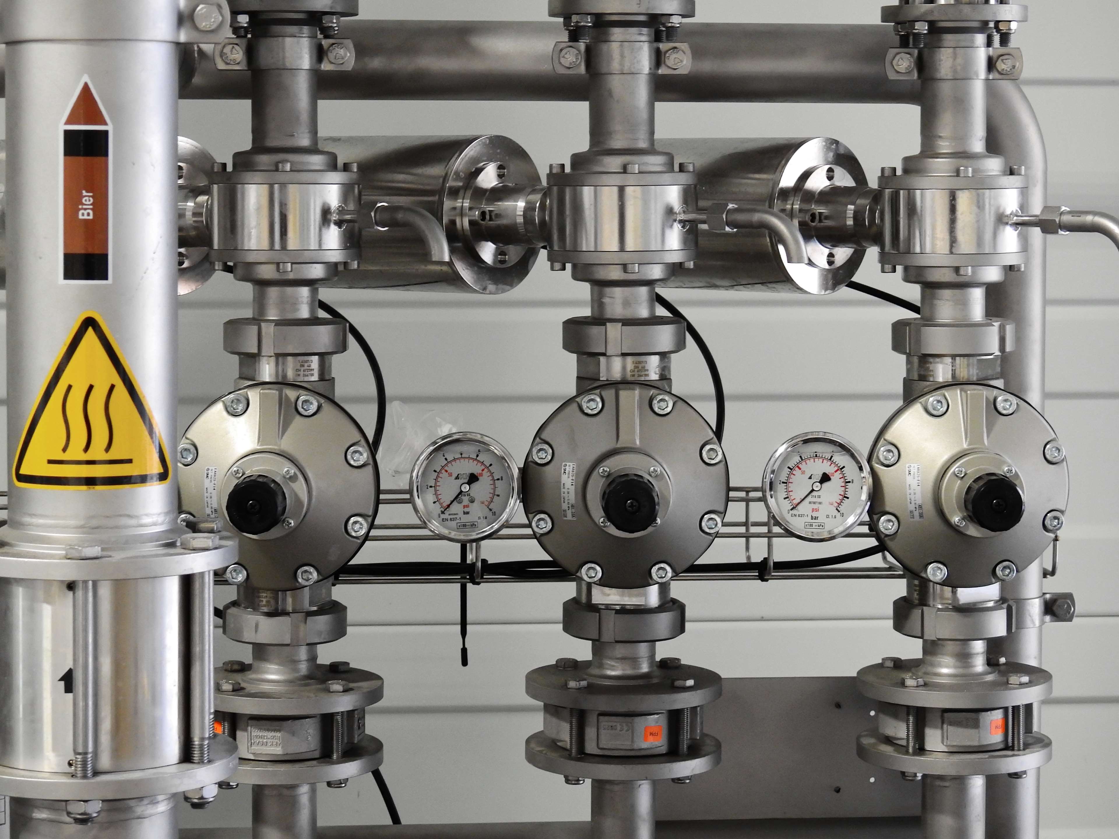 Stainless steel pipes with pressure gauges HD Wallpaper