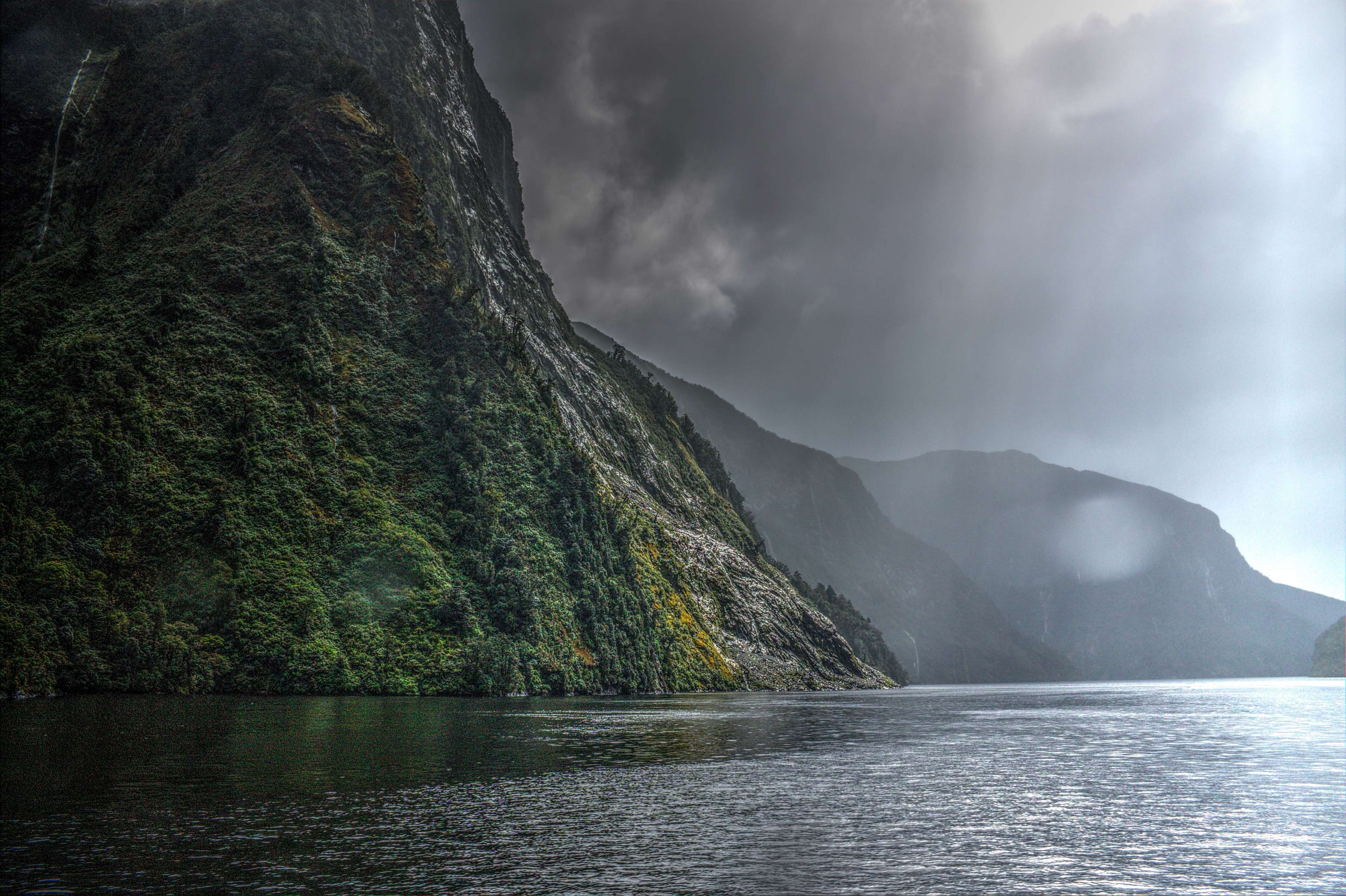 Doubtful Sound, New Zealand Landscape with Sunbeams HD Wallpaper