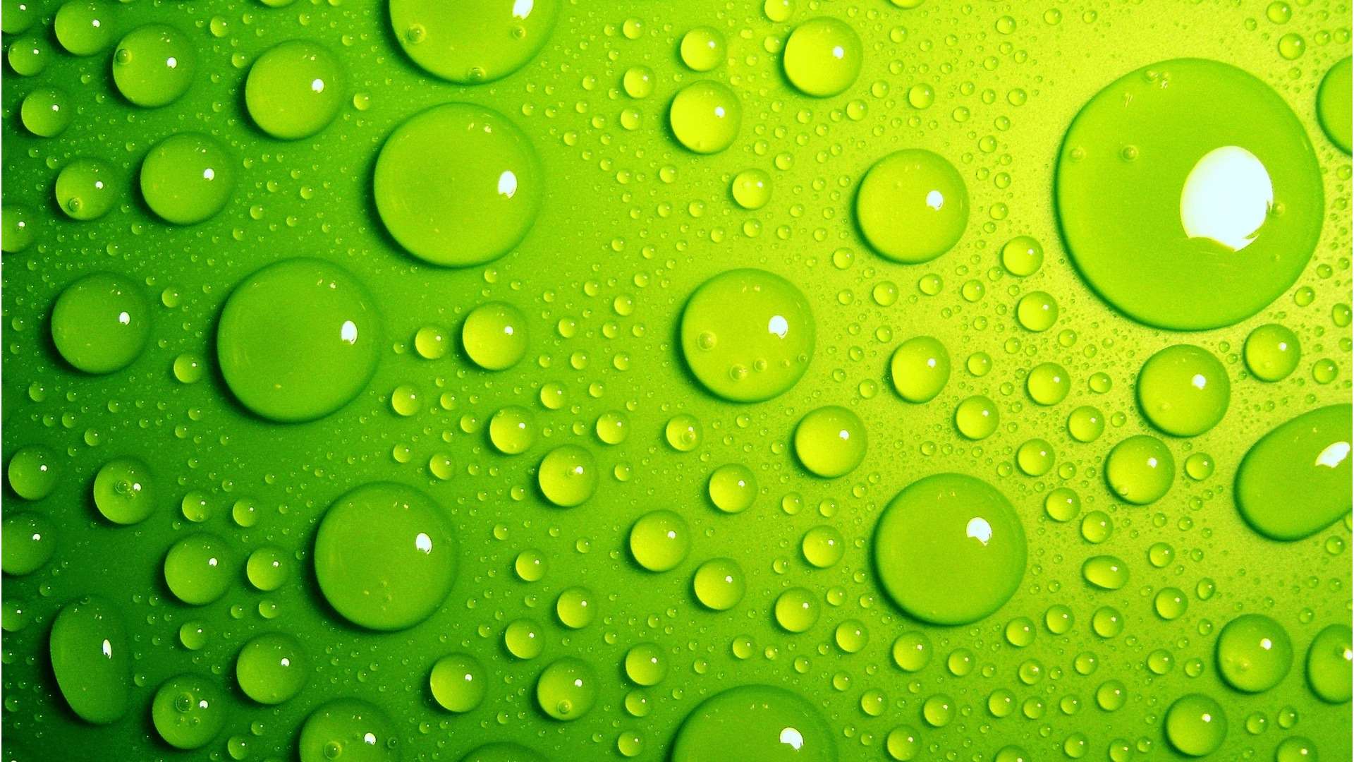 Green water drops on a textured surface HD Wallpaper