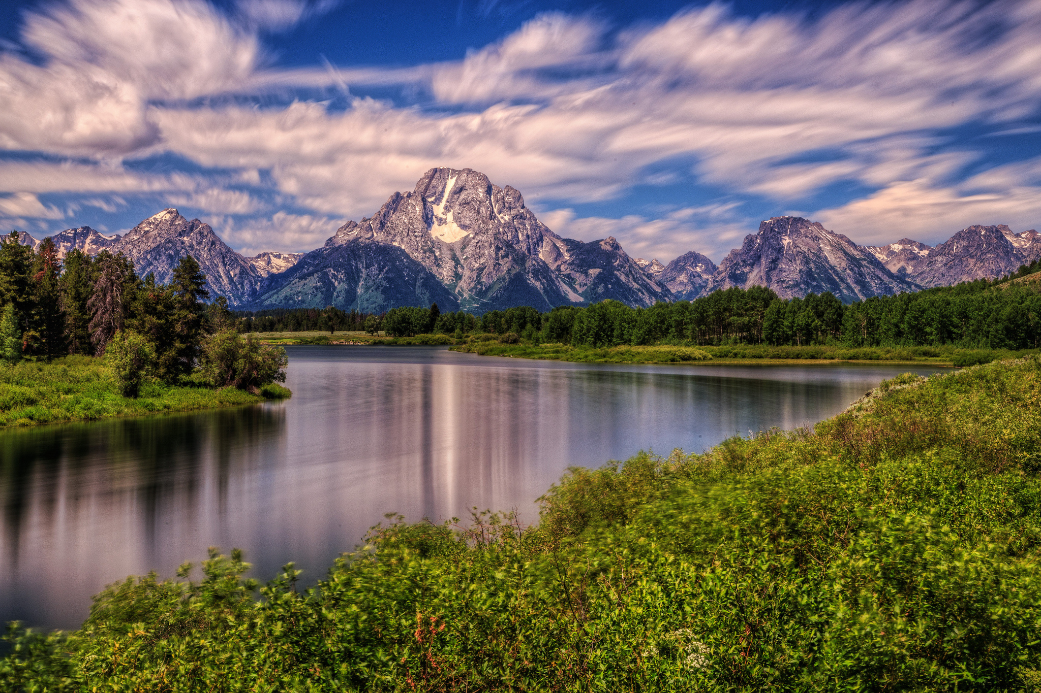 Mountains and river in Wyoming HD Wallpaper