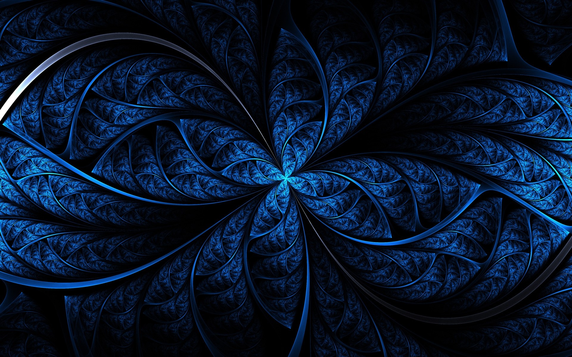 Abstract blue fractal pattern with dark background HD Wallpaper