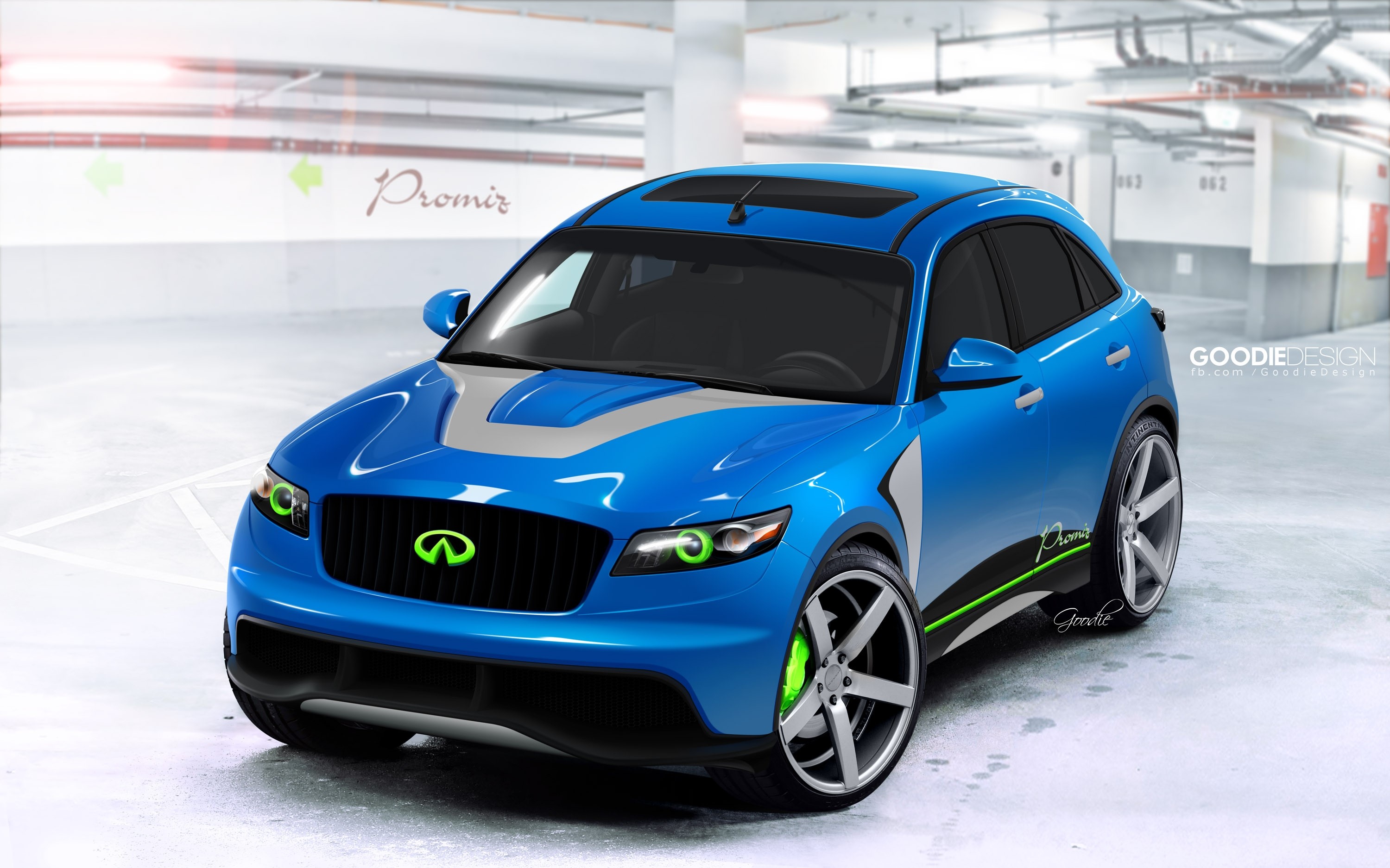 Custom blue Infiniti FX35 with Promiz tuning HD Wallpaper