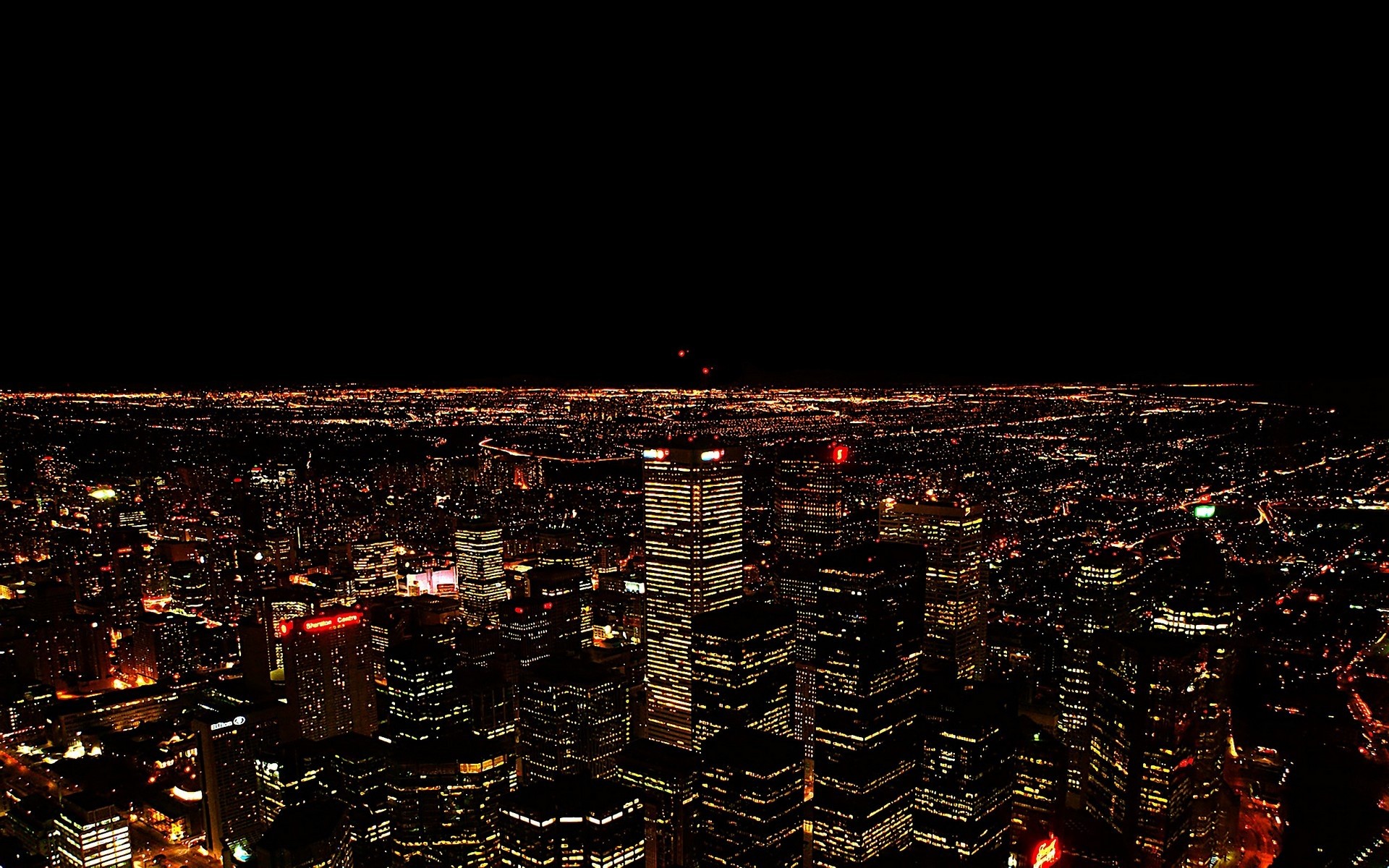 Cityscape at Night from a High Vantage Point HD Wallpaper