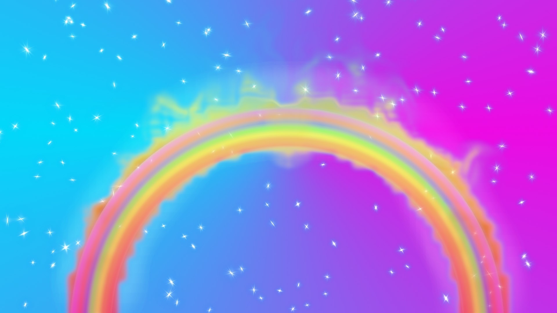 Rainbow with sparkling stars on a gradient background HD Wallpaper