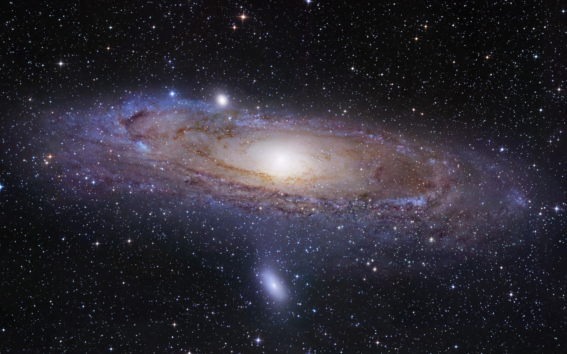 Andromeda Galaxy with satellite galaxy HD Wallpaper