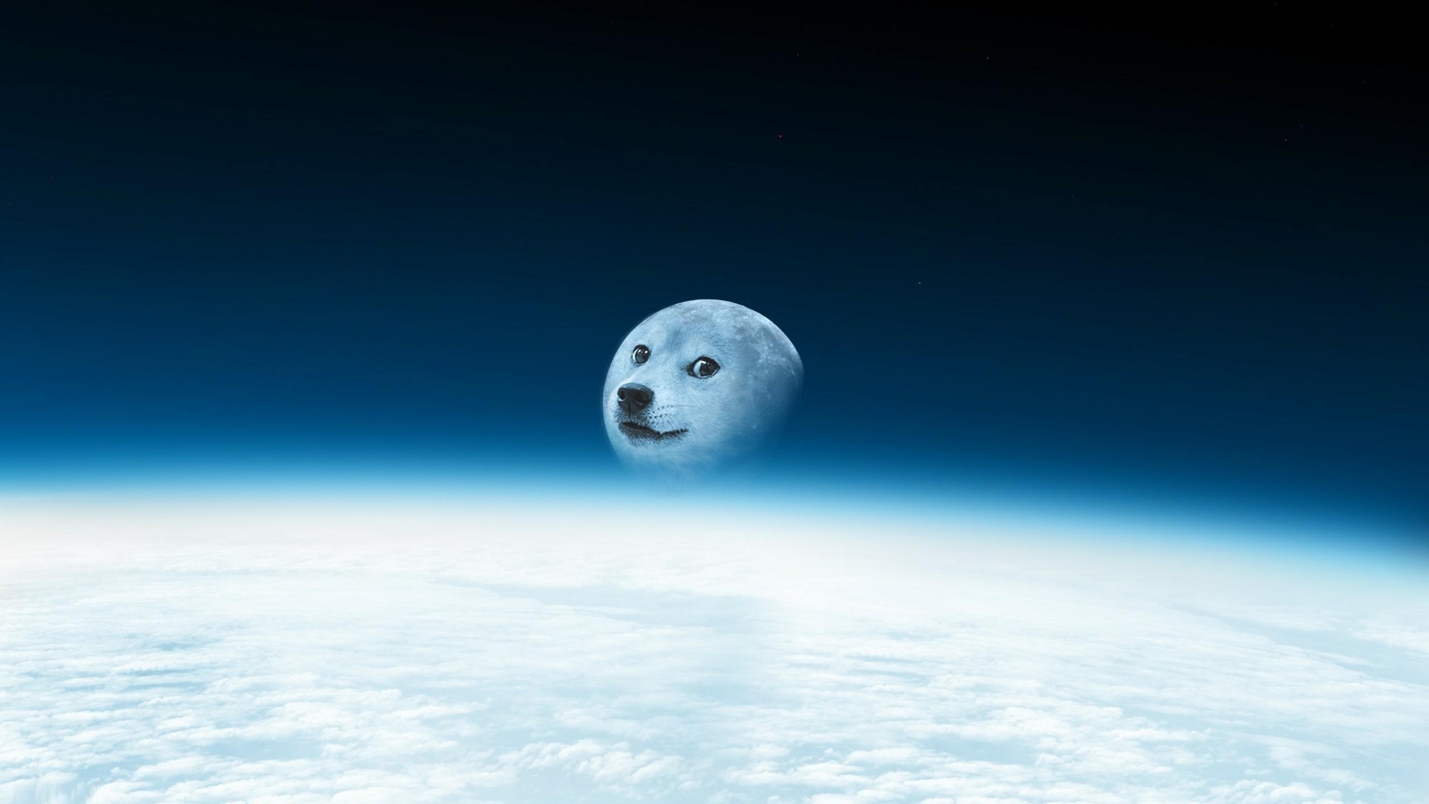 Doge Moon in Space HD Wallpaper