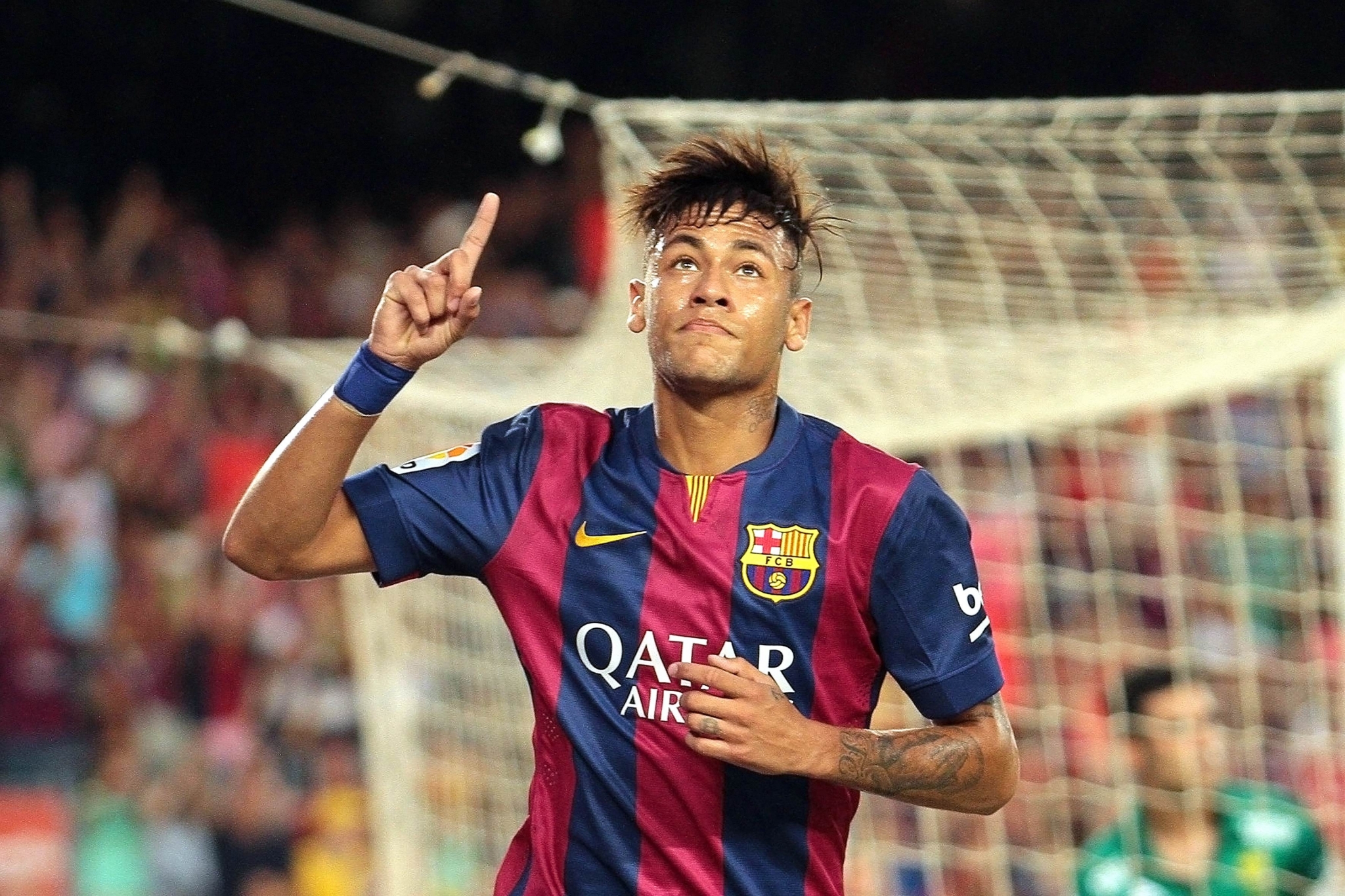 Neymar Celebrates in Barcelona Jersey HD Wallpaper