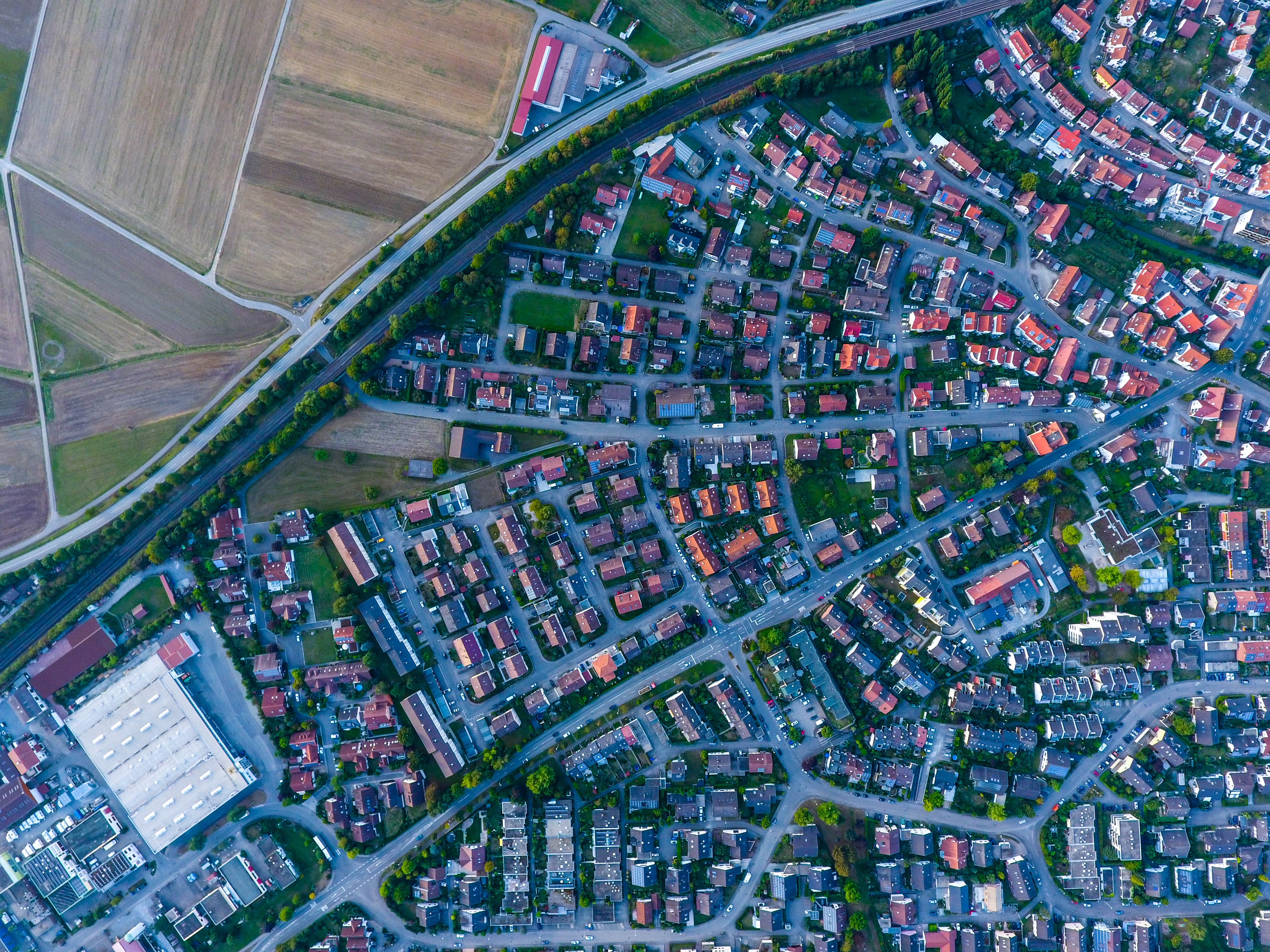 Aerial view of Ehningen neighborhood and fields HD Wallpaper