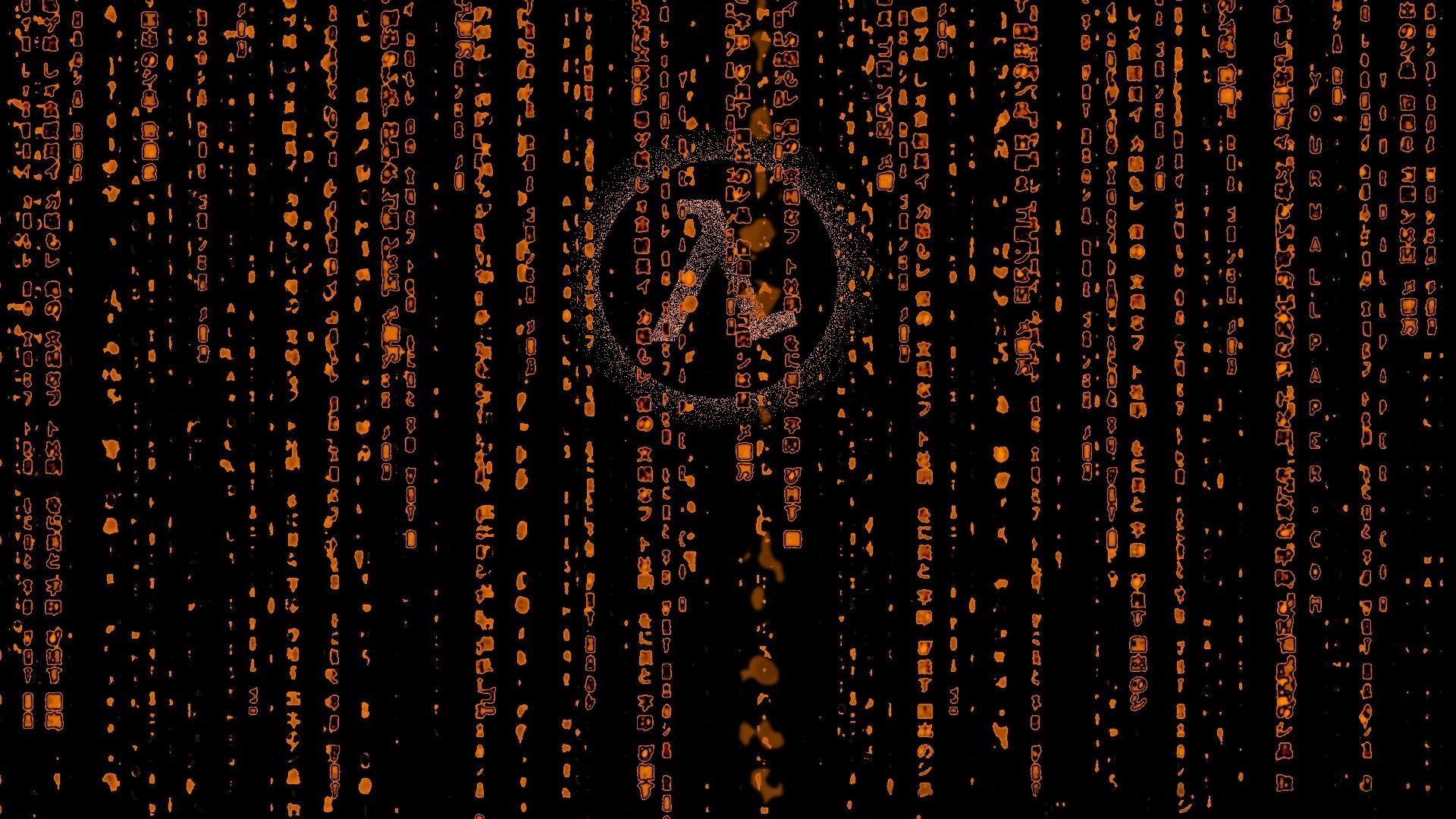 Half-Life Lambda logo in digital rain HD Wallpaper