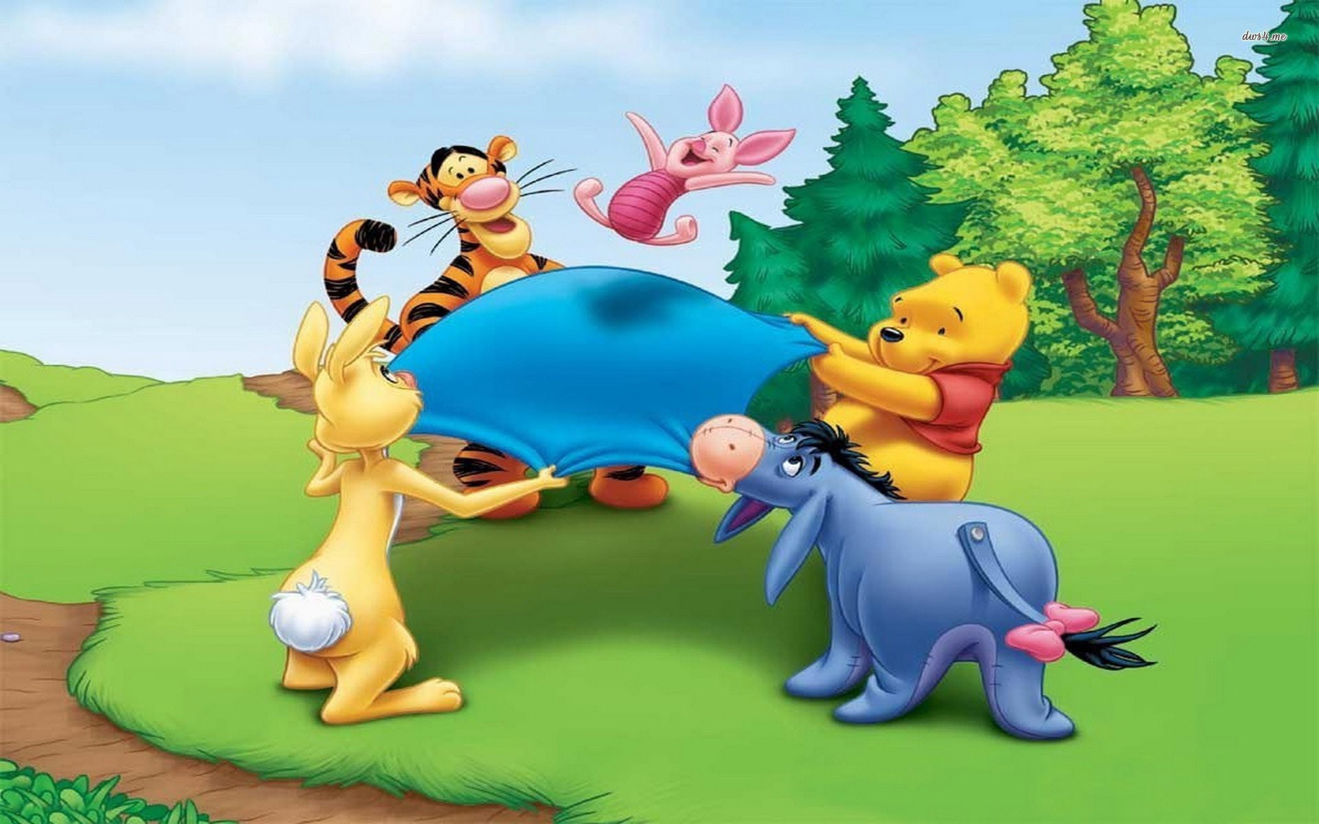 Winnie the Pooh and Friends Playing HD Wallpaper