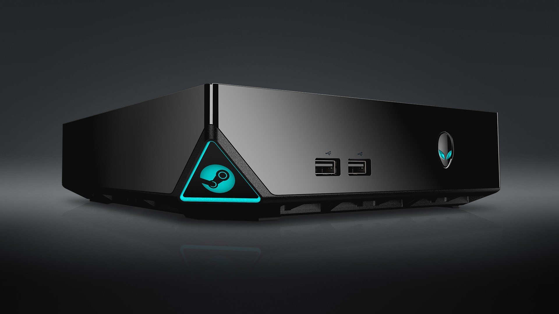 Alienware Steam Machine with glowing logos HD Wallpaper