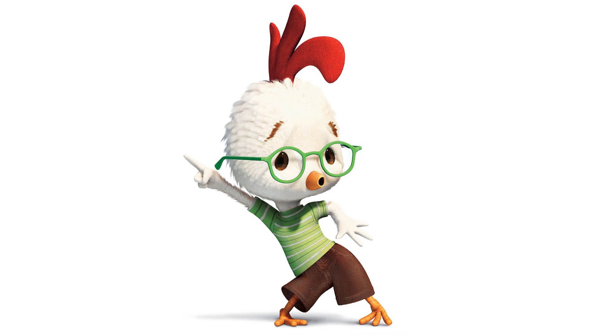 Chicken Little wearing glasses and a striped shirt HD Wallpaper