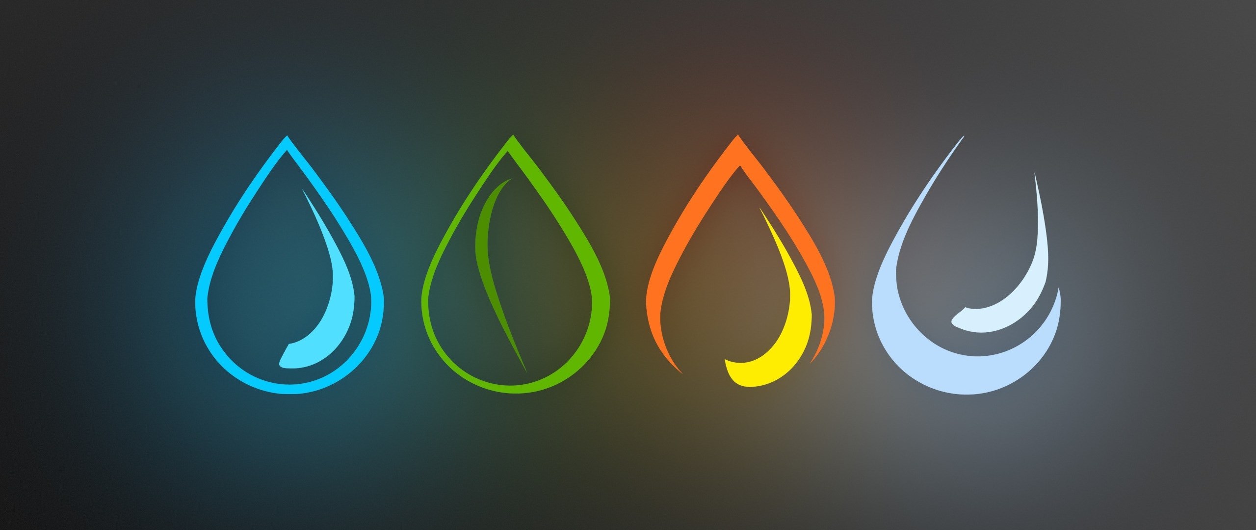 Four elemental symbols on a dark background HD Wallpaper