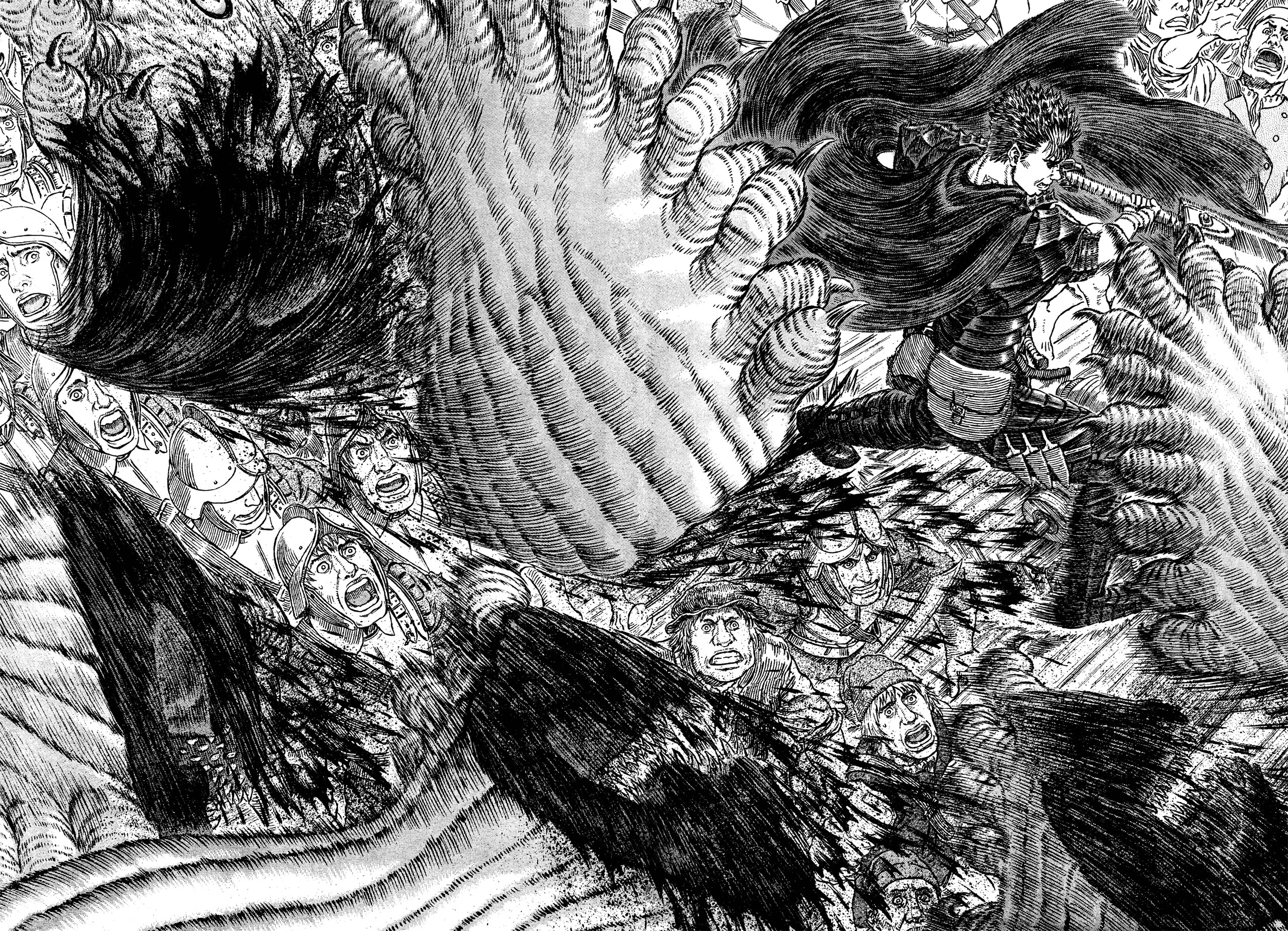 Guts from Berserk fighting a giant monster HD Wallpaper
