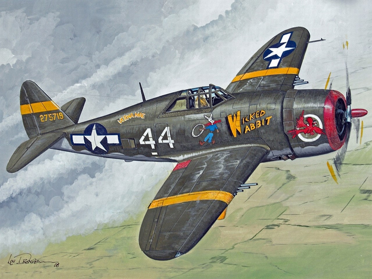 Republic P-47 Thunderbolt "Wicked Rabbit" HD Wallpaper