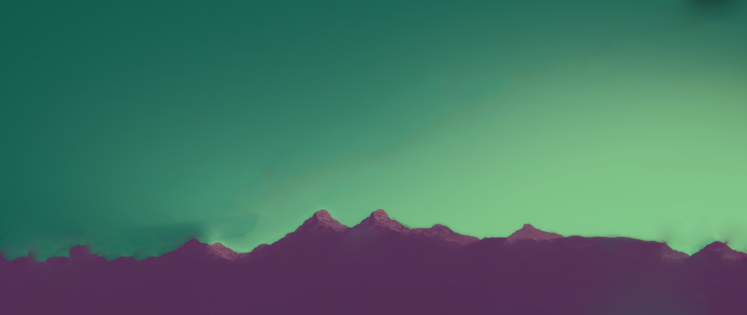 Mountain range with teal sky HD Wallpaper