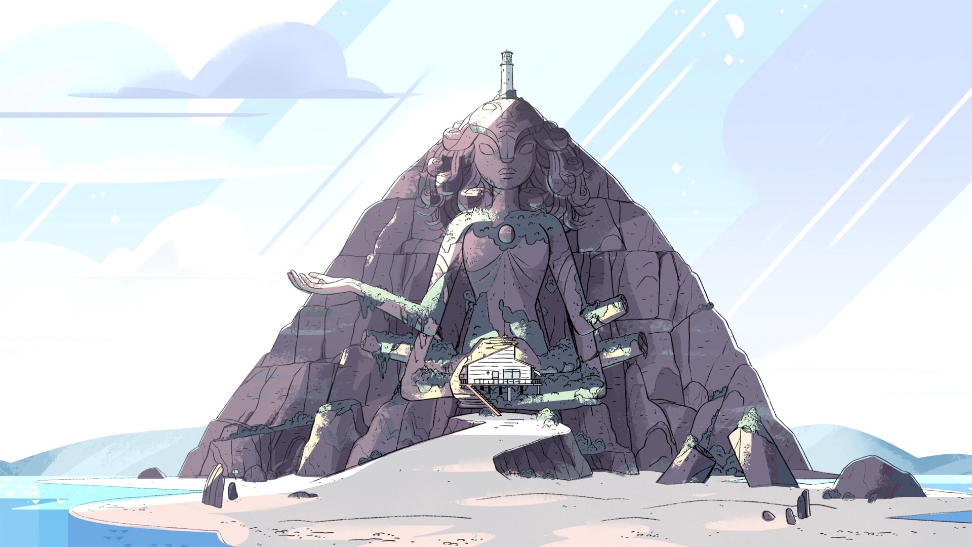 Giant Statue of a Woman on a Mountain in Steven Universe HD Wallpaper