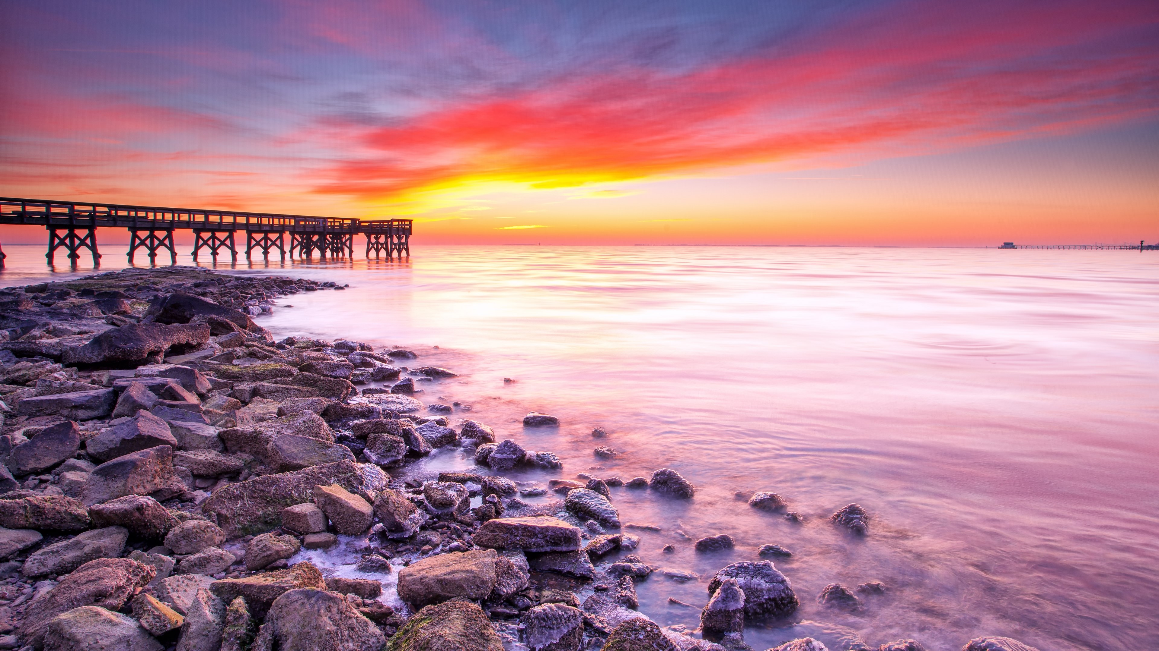 4K Ultra HD Desktop Sunset Pier HD Wallpaper