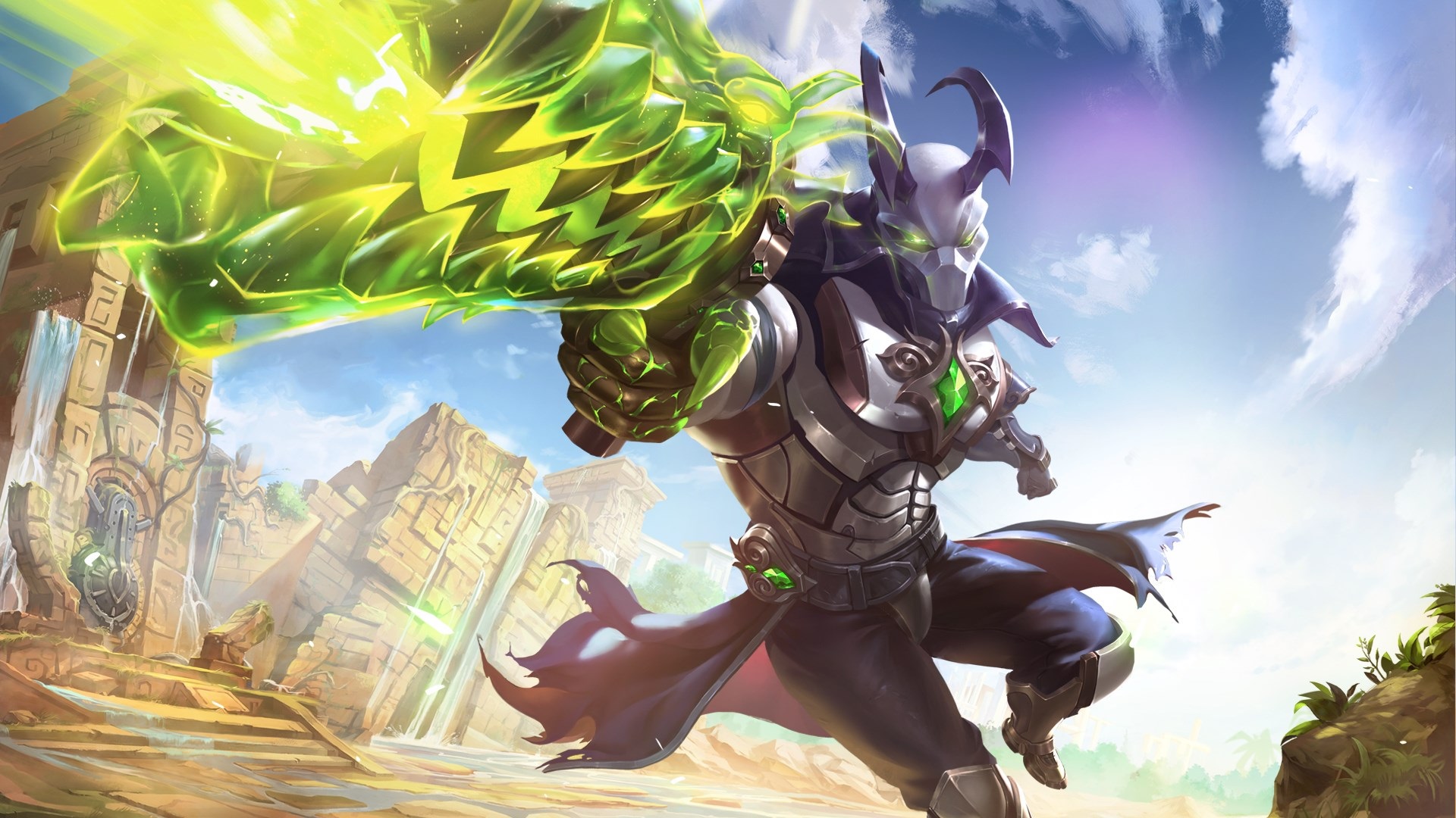 Koga from Paladins with a green energy weapon HD Wallpaper