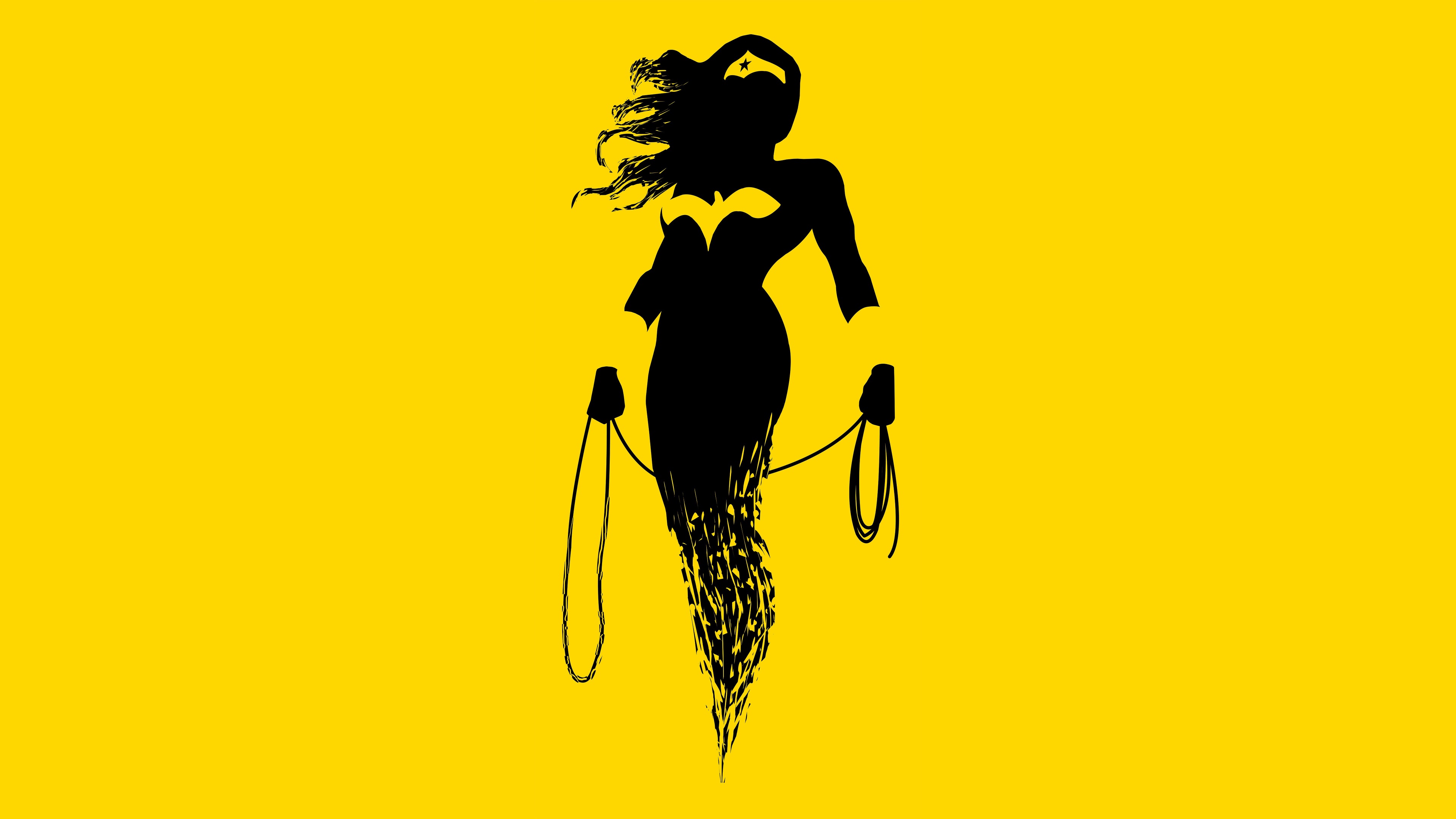 Wonder Woman silhouette with lasso HD Wallpaper