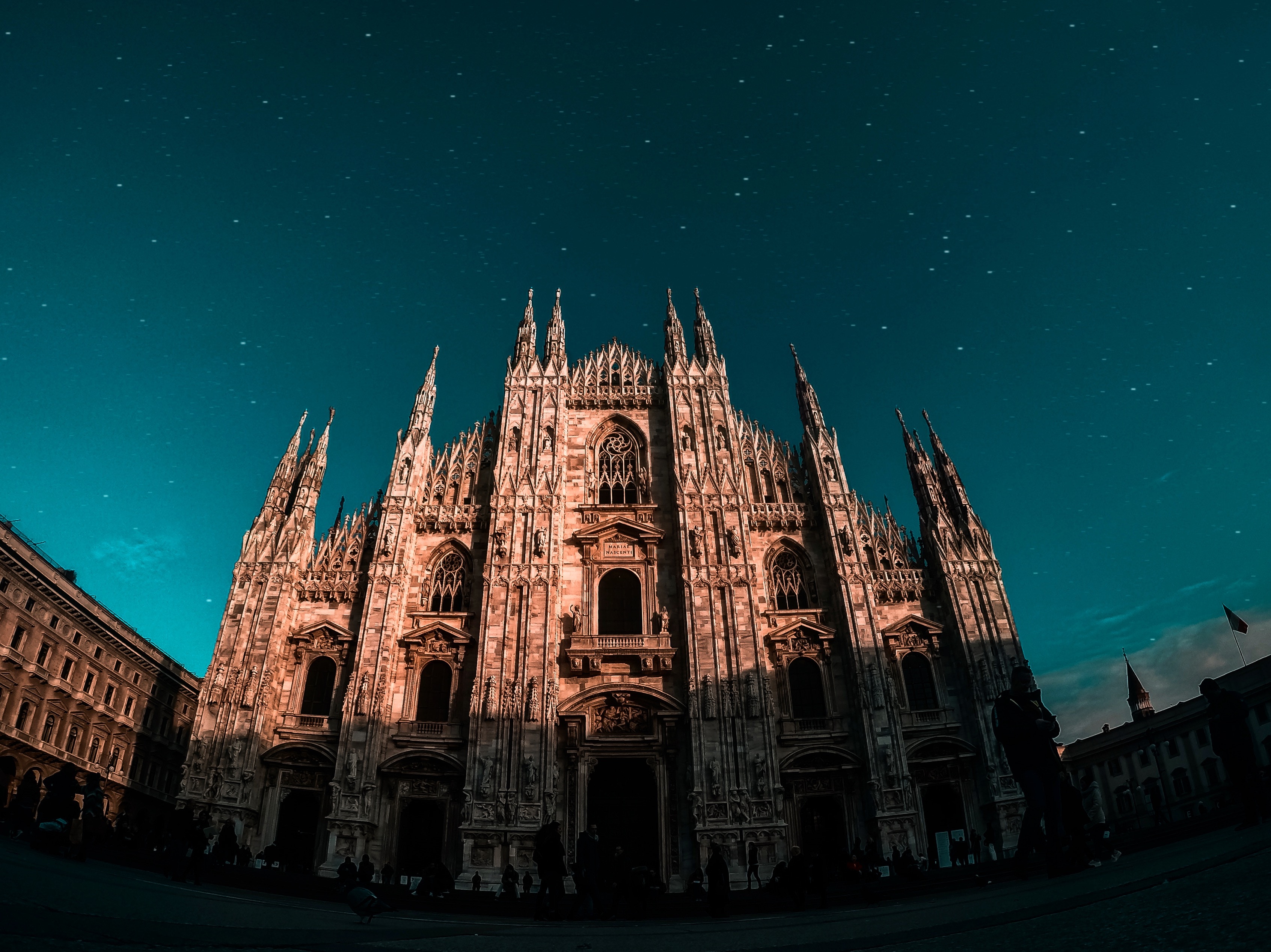 Milan Cathedral at Night with Stars HD Wallpaper