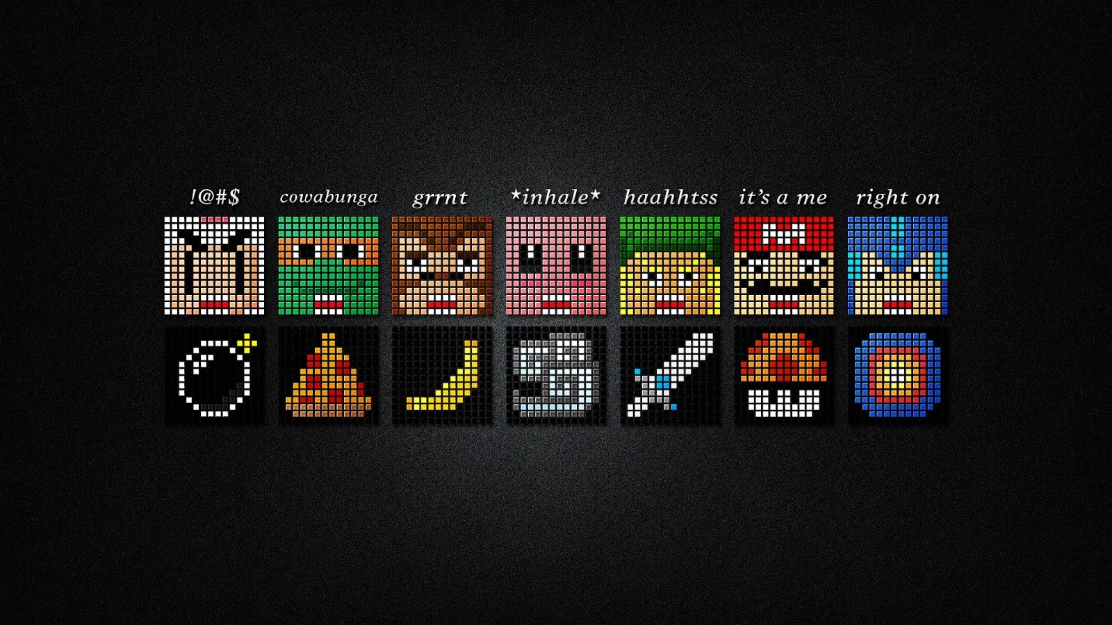 Retro game characters and items pixel art HD Wallpaper