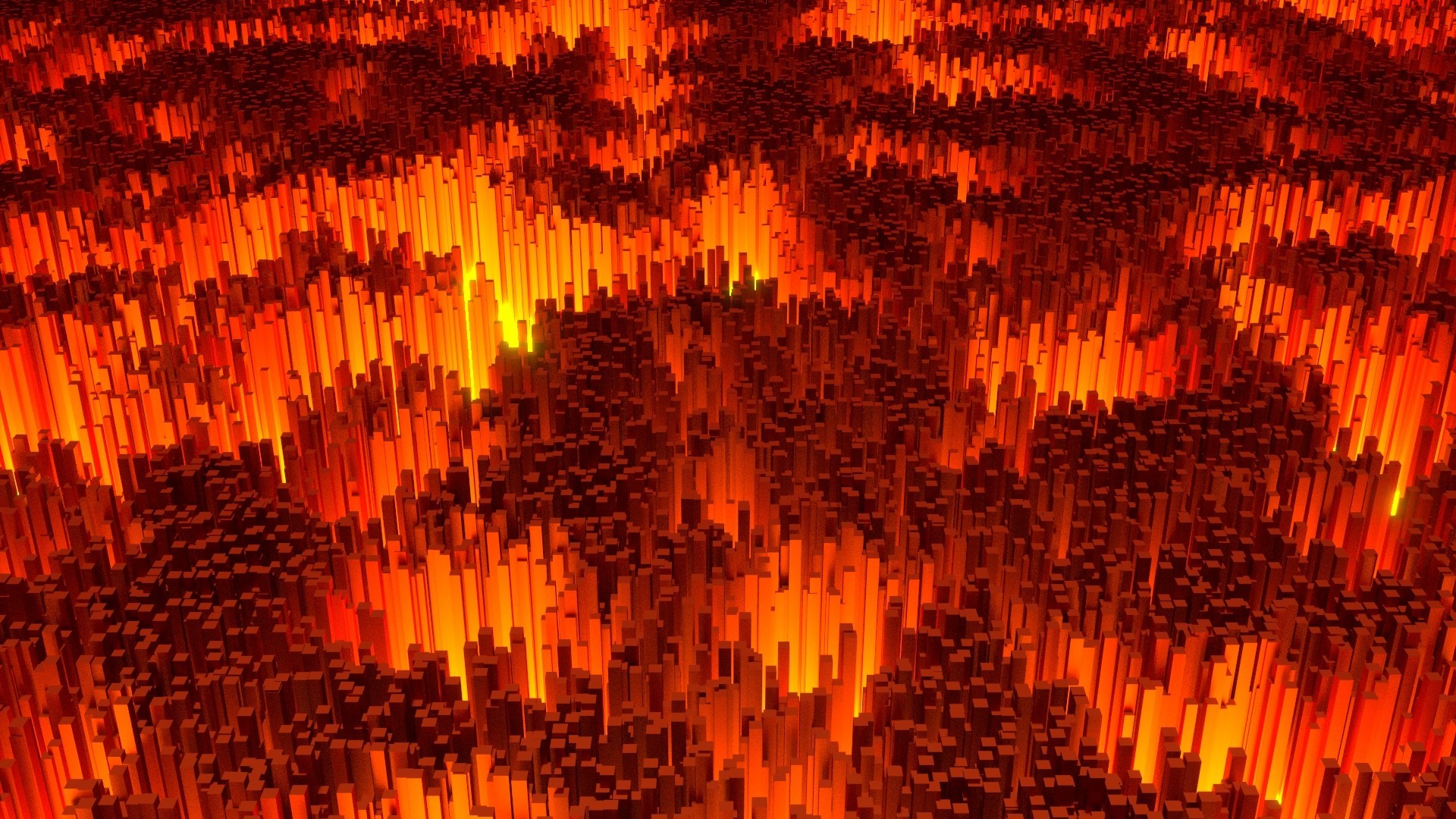 Abstract 3D digital art with orange beams HD Wallpaper