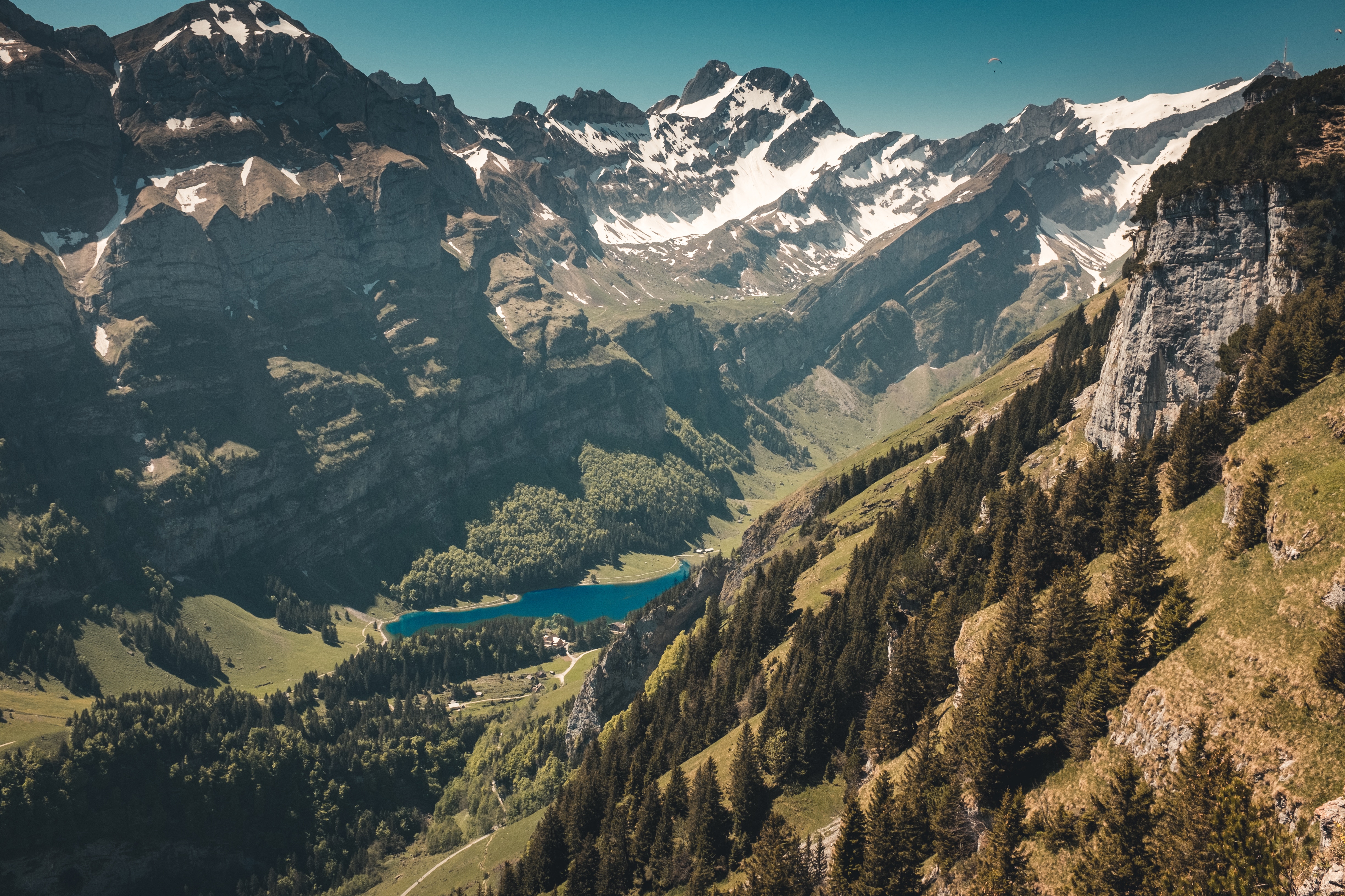 Seealpsee Lake in Appenzell Alps HD Wallpaper