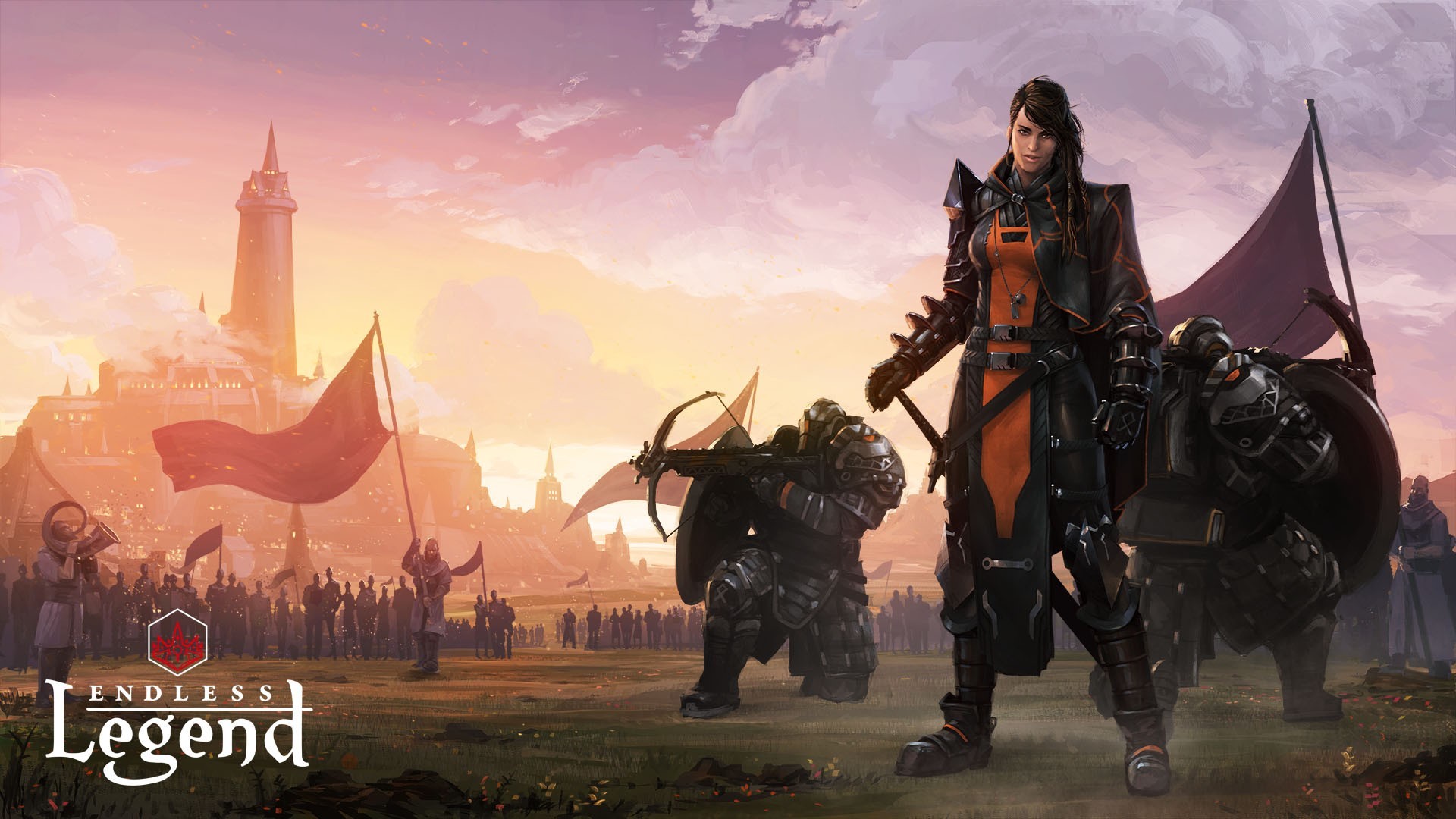 Endless Legend concept art with soldiers and castle HD Wallpaper