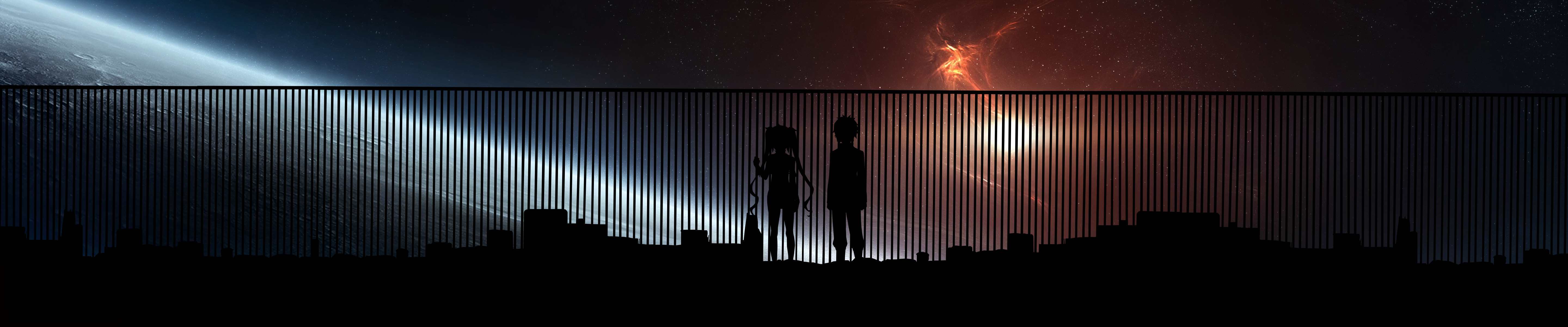Hestia and Bell Cranel from Dungeon ni Deai wo Motomeru no wa Machigatteiru Darou ka in Space HD Wallpaper