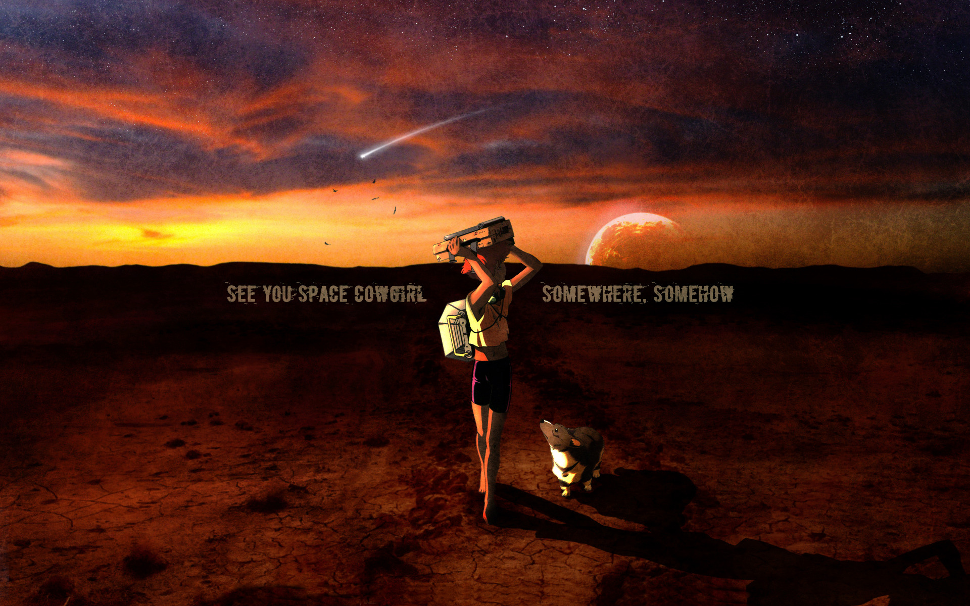 Faye Valentine from Cowboy Bebop on a desert planet HD Wallpaper