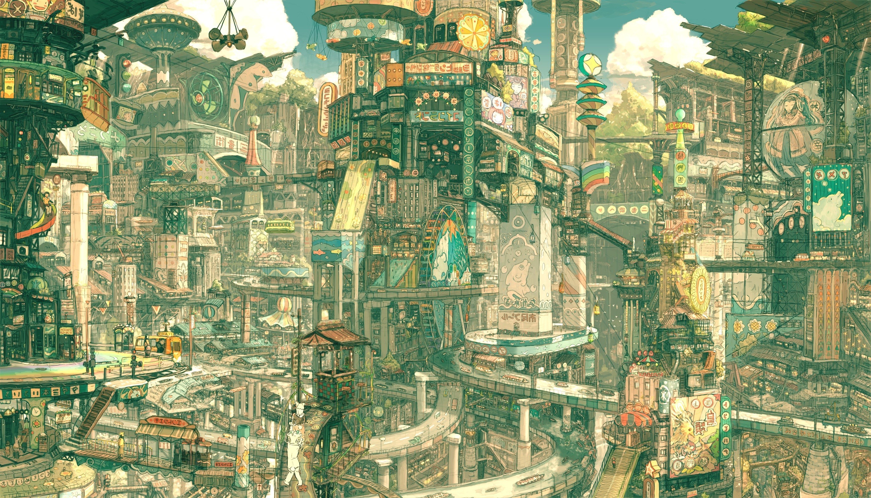 Intricate Futuristic Cityscape with Complex Architecture HD Wallpaper