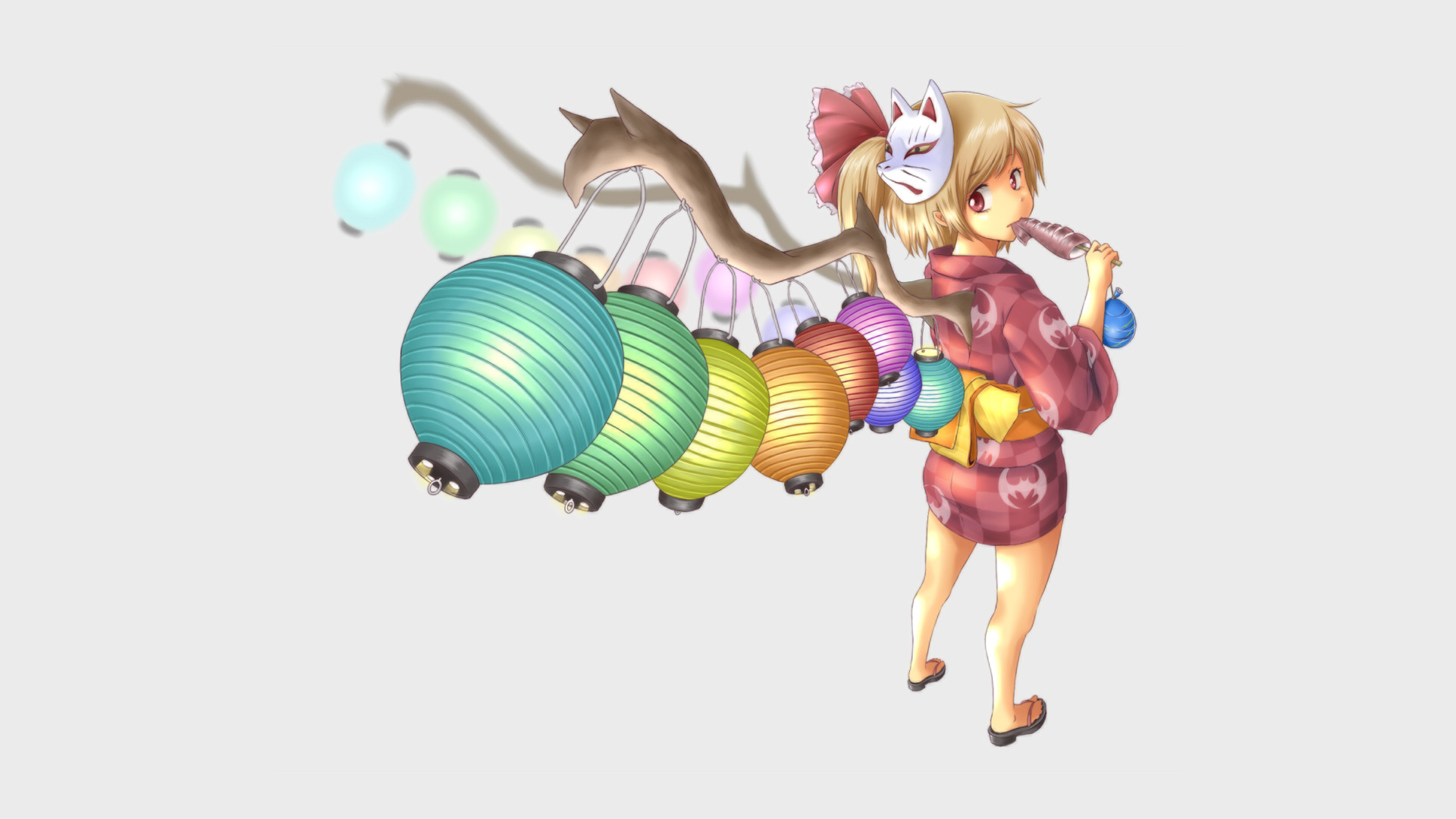 Flandre Scarlet from Touhou holding lanterns HD Wallpaper