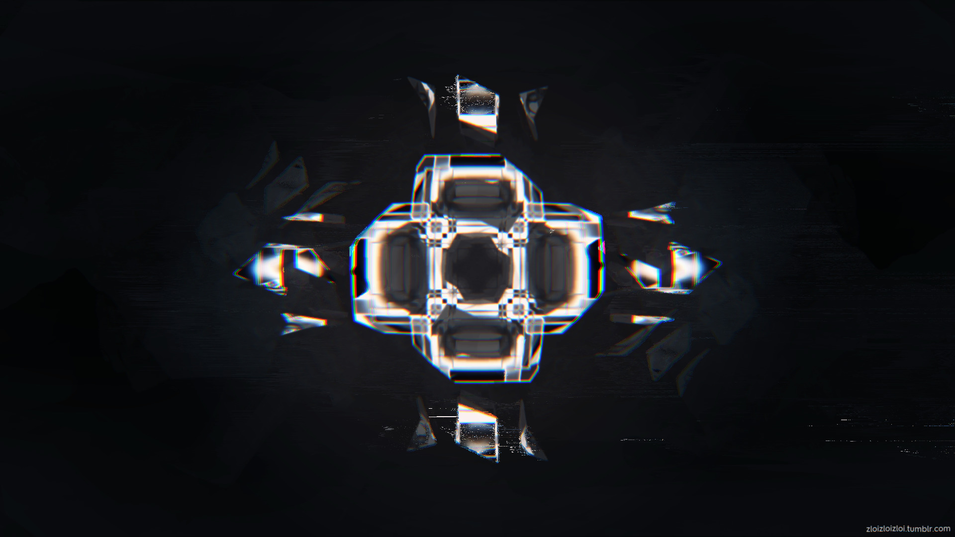 Abstract Glitch Art with Geometric Shapes HD Wallpaper