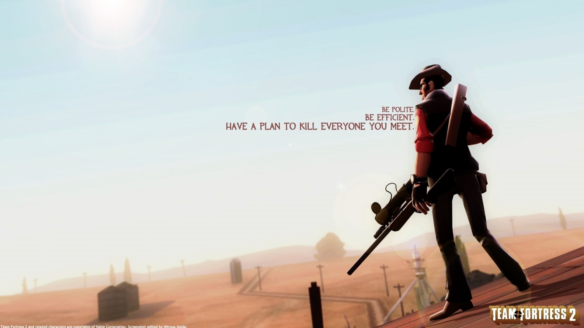 Sniper from Team Fortress 2 with quote HD Wallpaper